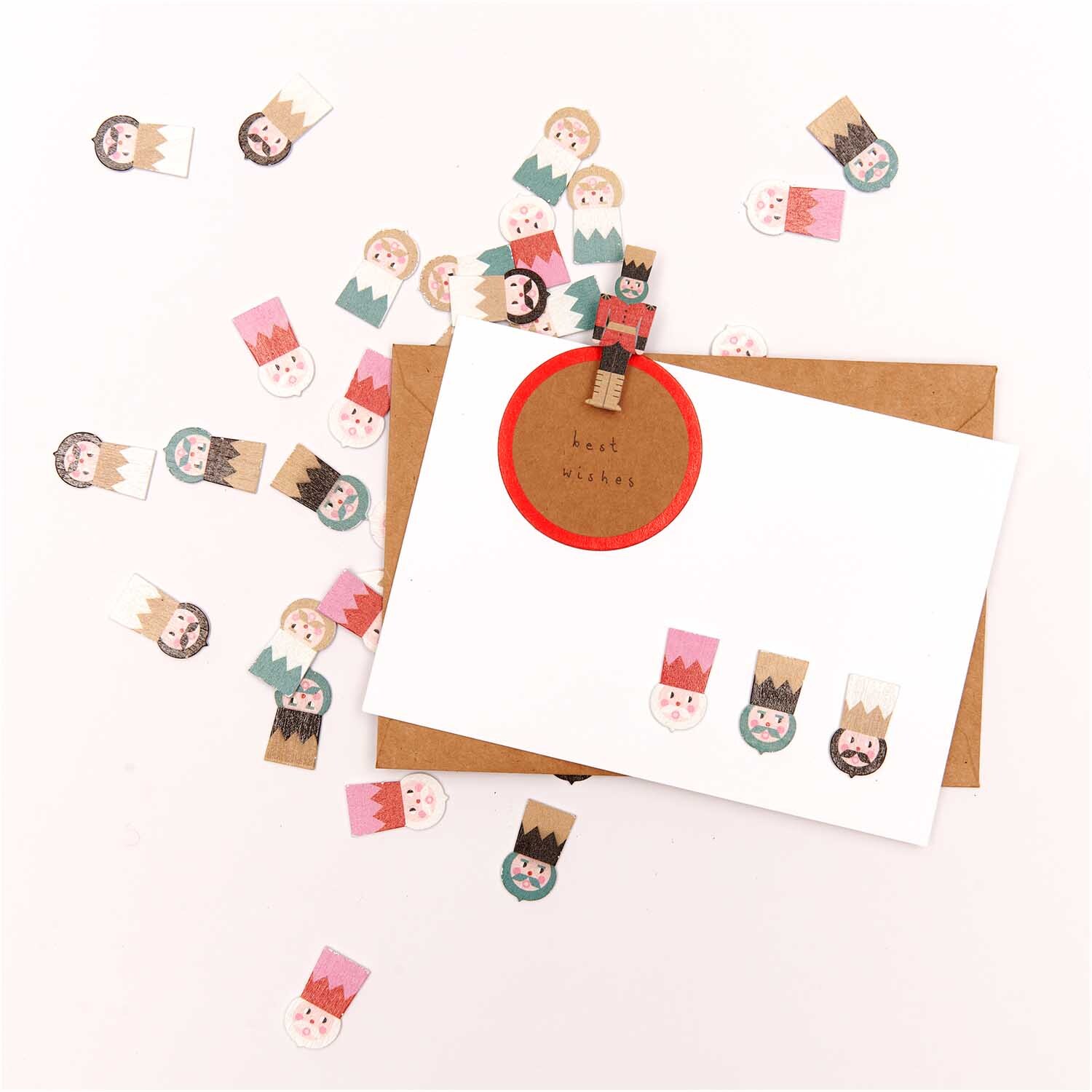 Paper Poetry Papieranhänger Kreis mit Hot Foil, dekoriert auf Umschlag mit bunten Figuren. Ideal für kreative Bastelprojekte.