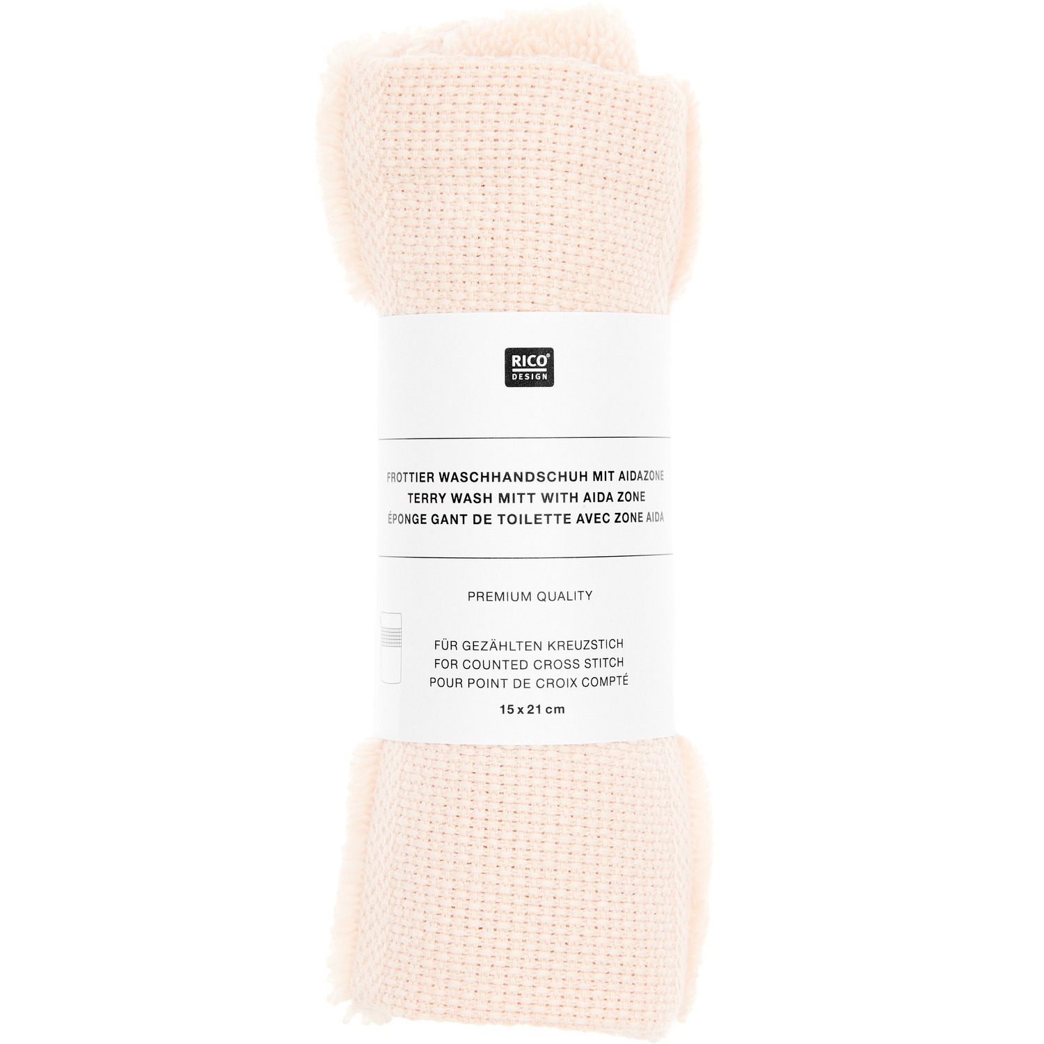 Waschhandschuh 15x21cm, GOTS Farbe Puder von Rico Design