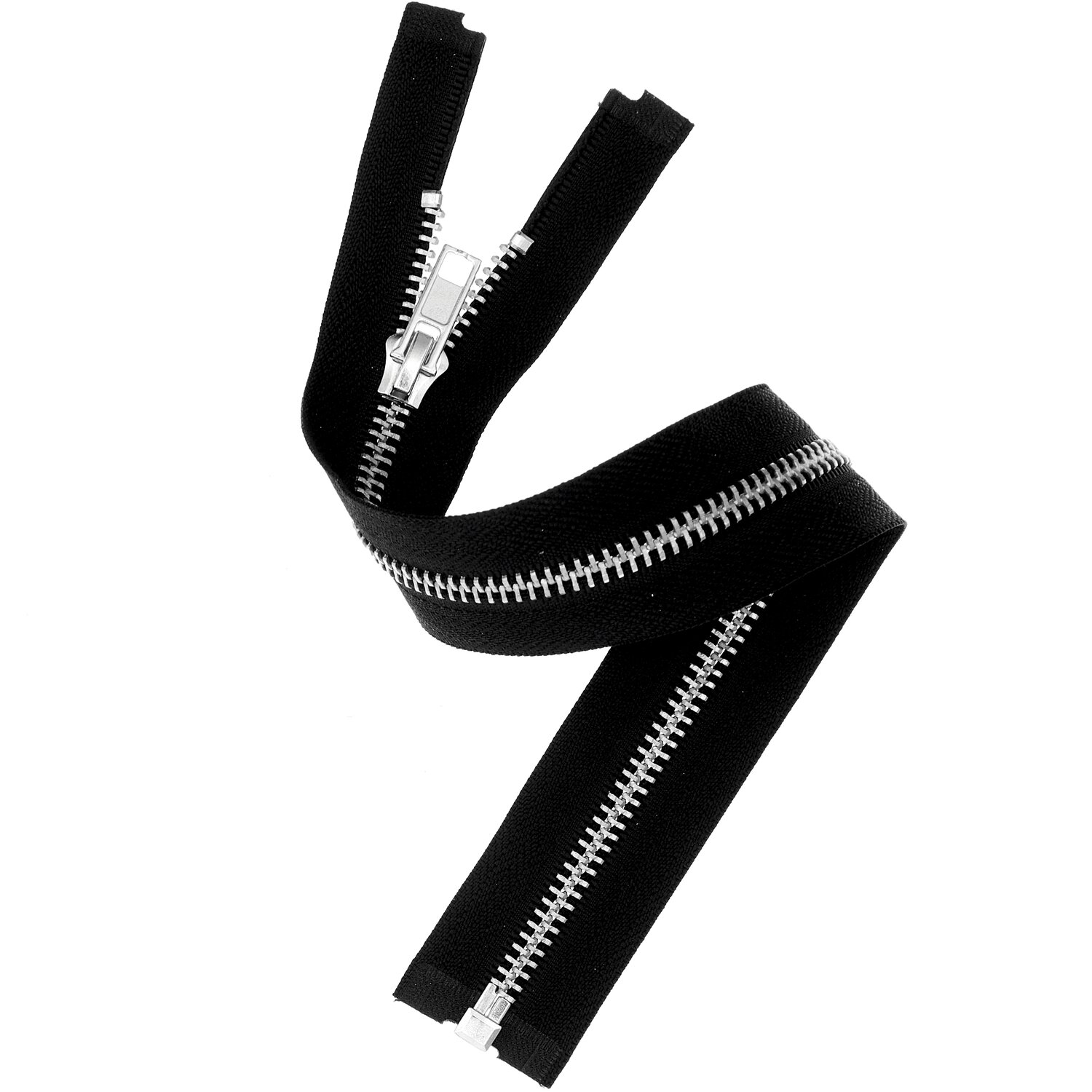 Eine Metall Reißverschluss mit schwarzem Stoff und einer Breite von 5mm.