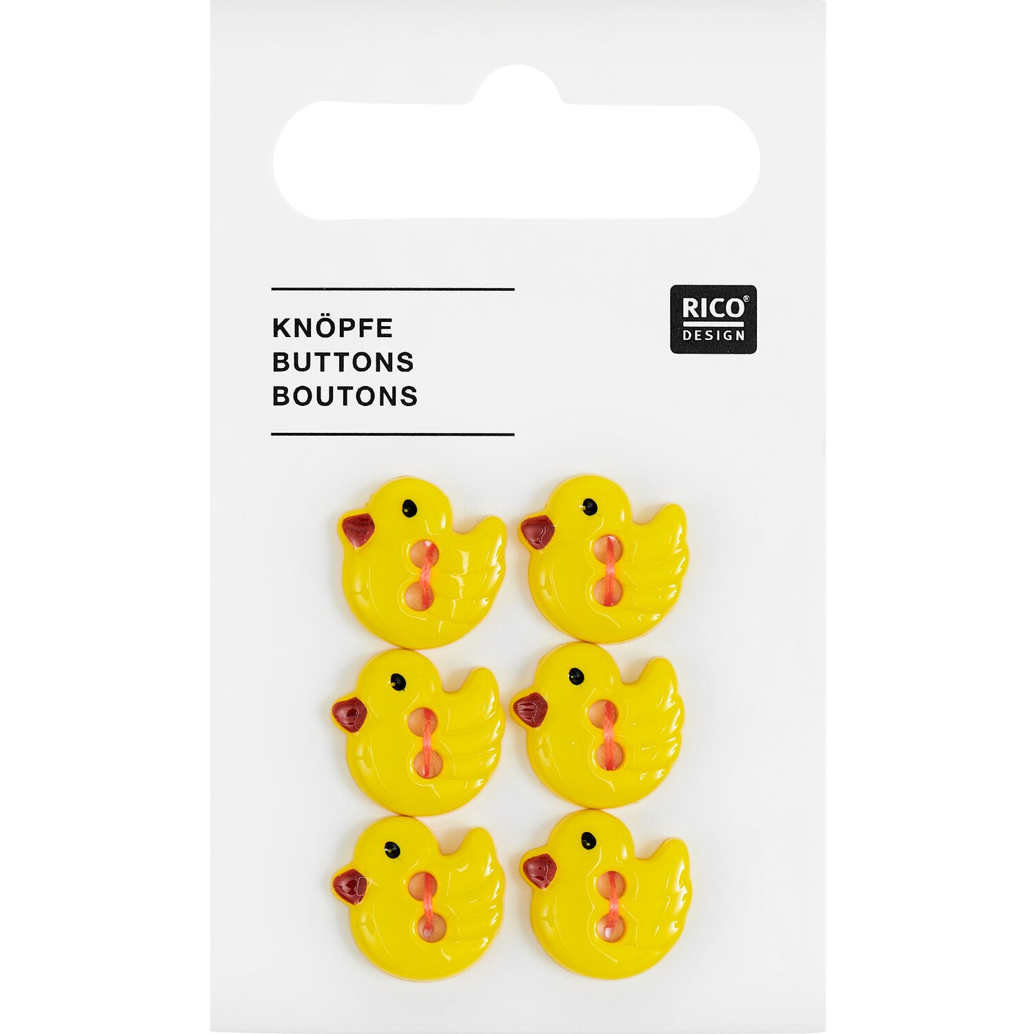 Knöpfe Küken Gelb 1,3x1,2cm 6 Stück von Rico Design