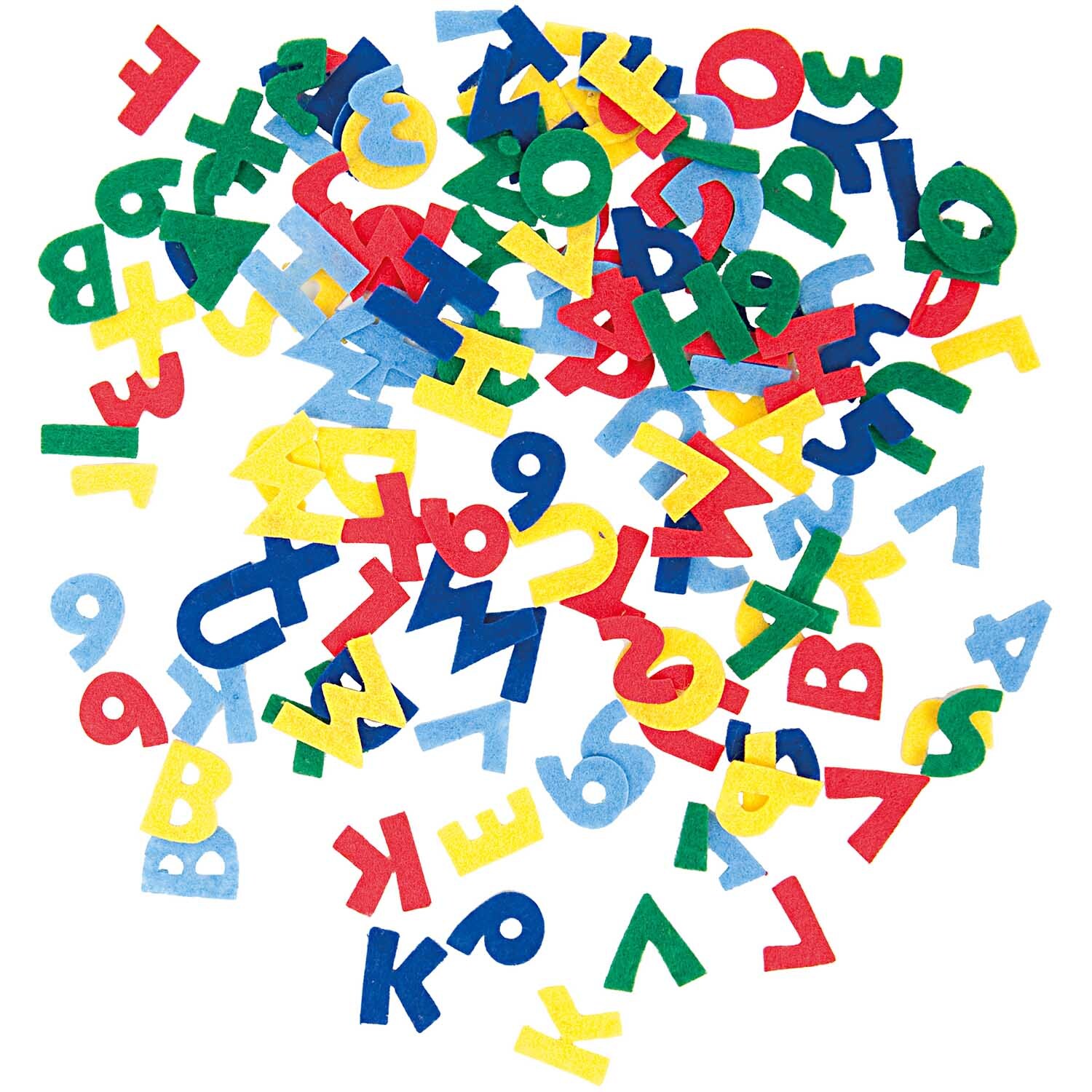 Filzbuchstaben mehrfarbig selbstklebend von Rico Design. Bunte Buchstaben und Zahlen aus Filz.