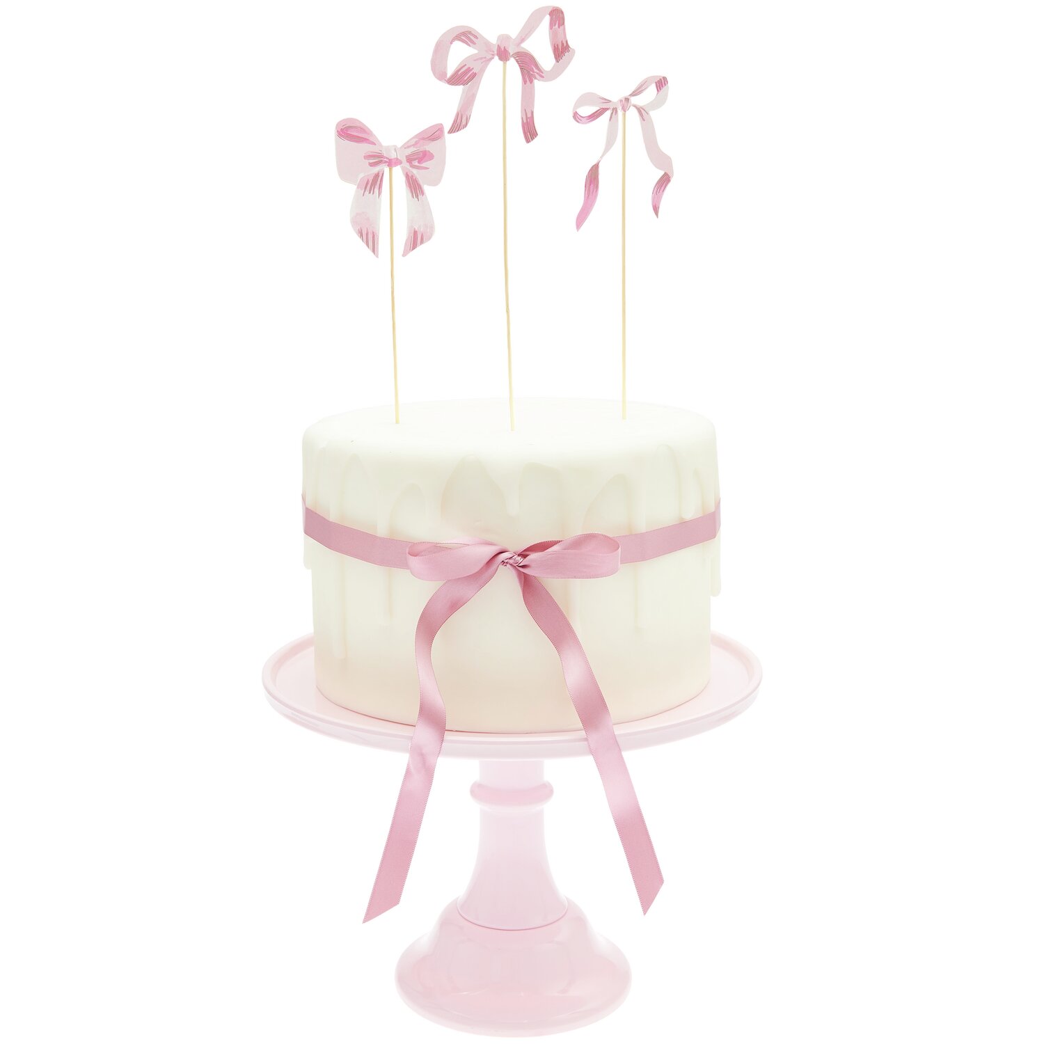 Picker Schleifen S Rosa: Elegante rosa Schleifen von Rico Design auf einer Torte, ideal für Dekorationen.