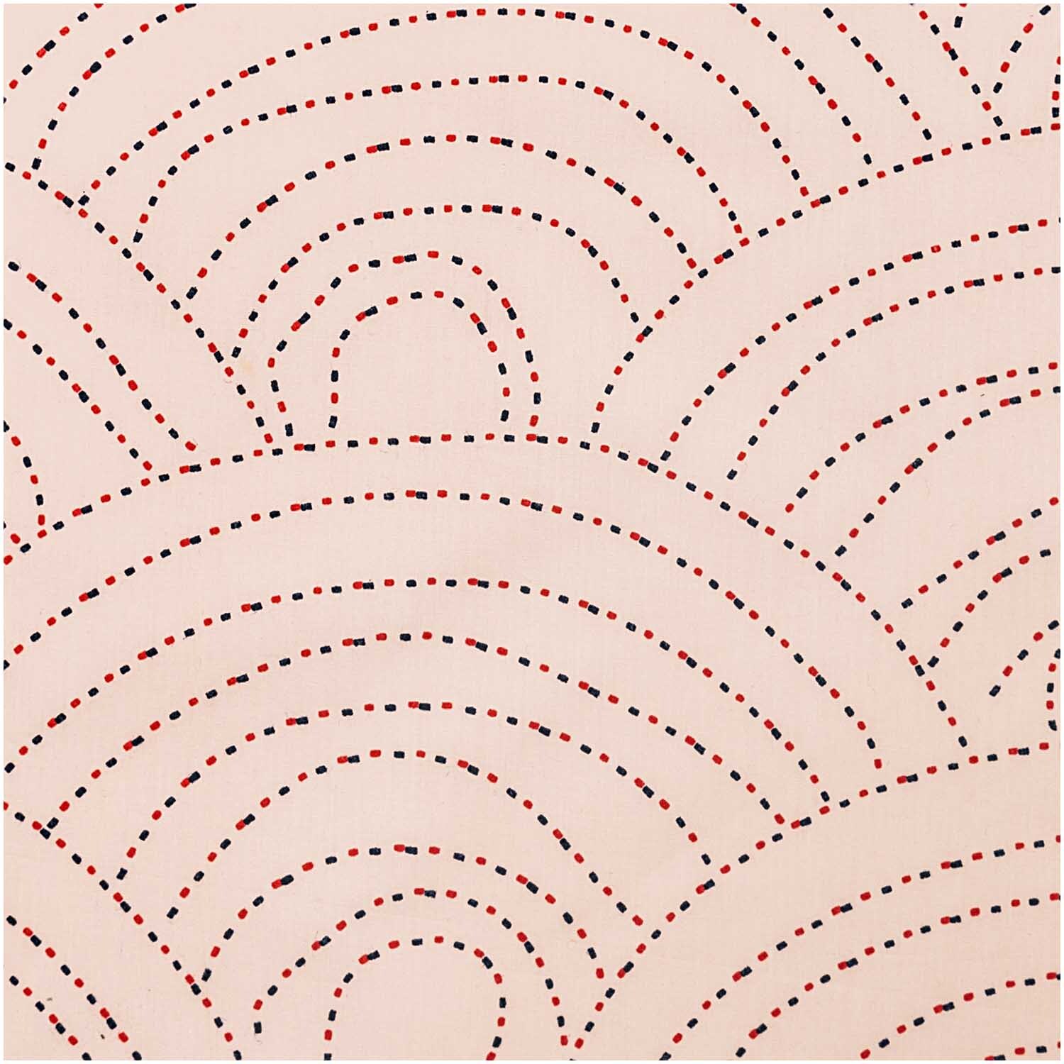 Druckstoff Jardin Japonais Wellen mit rosa Hintergrund und feinen, geschwungenen Linien von Rico Design. Ideal für kreative Nähprojekte.