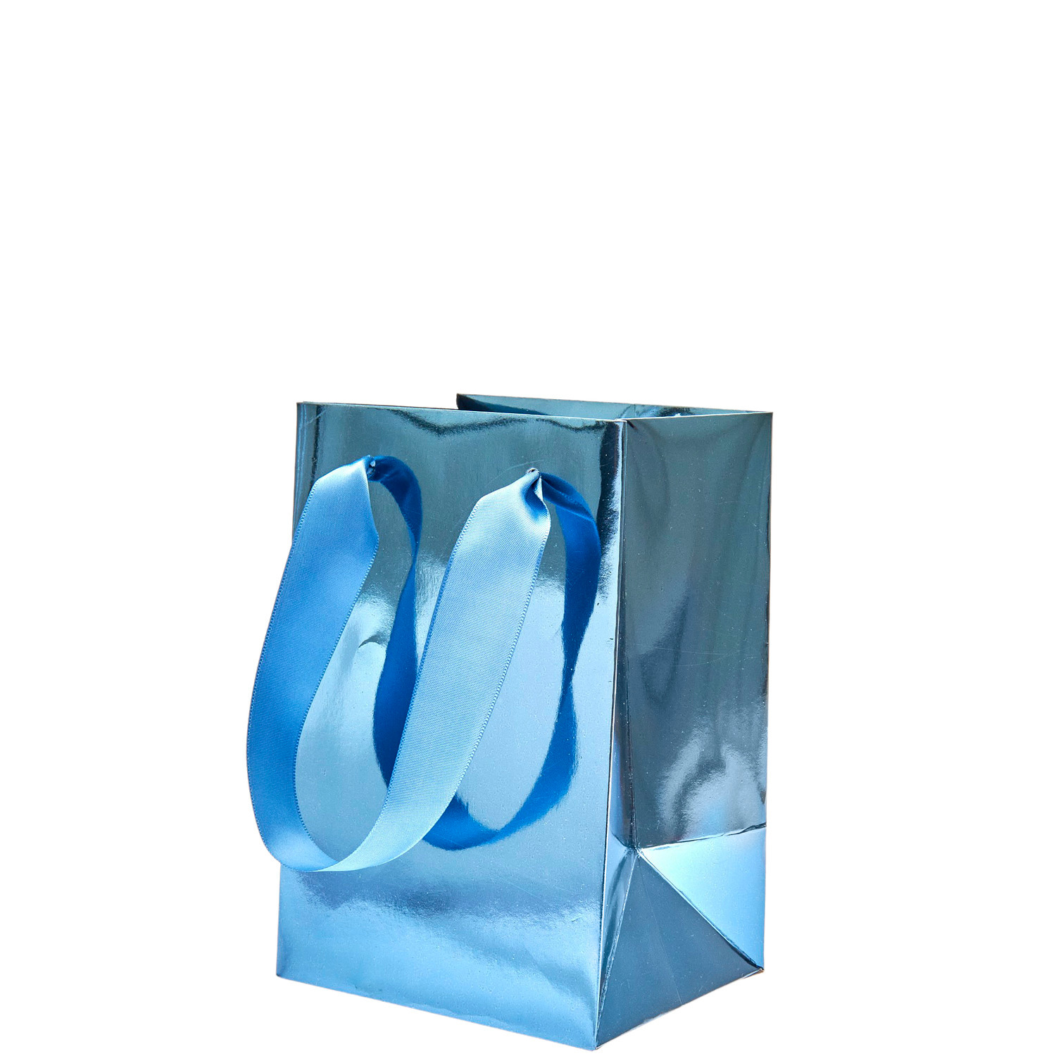 Geschenktüte Metallic Glänzend XS in Blau von Rico Design, ideal für kleine Geschenke, 12x18x10 cm.