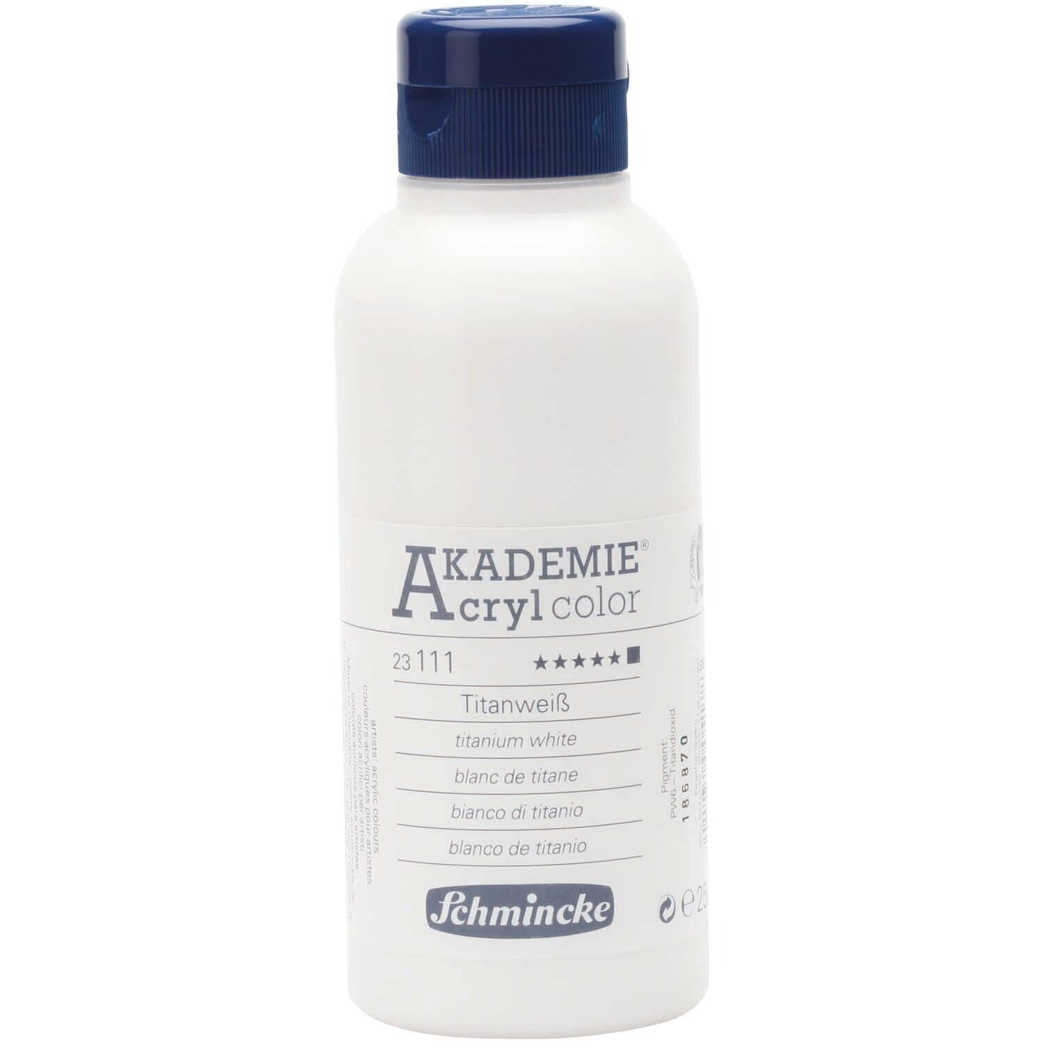 Akademie Acrylcolor in 250ml Flasche, Titanweiß von Schmincke, ideal für Künstlerbedarf.