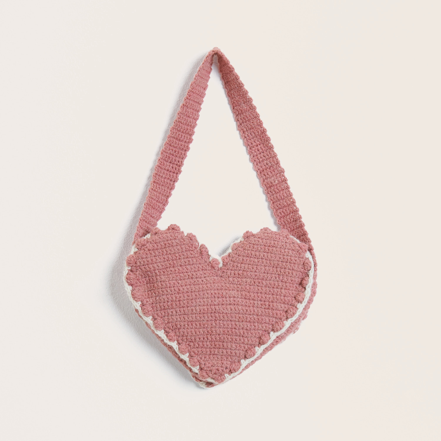 Häkelset Herztasche Modell 20 aus Trachtenbuch I mog di, rosa, von Rico Design, aus Soft Alpaca.