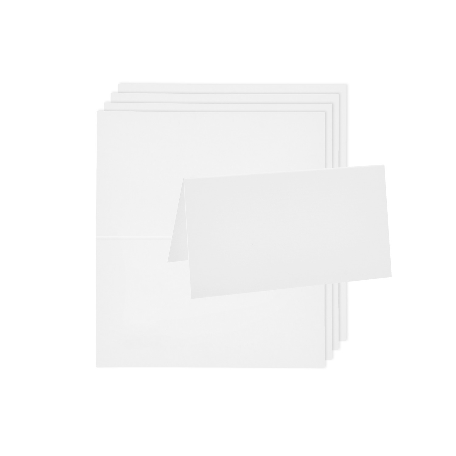 Paper Poetry Luxury Tischkarten von Rico Design, 5 weiße Karten in schlichtem Design auf weißem Hintergrund.