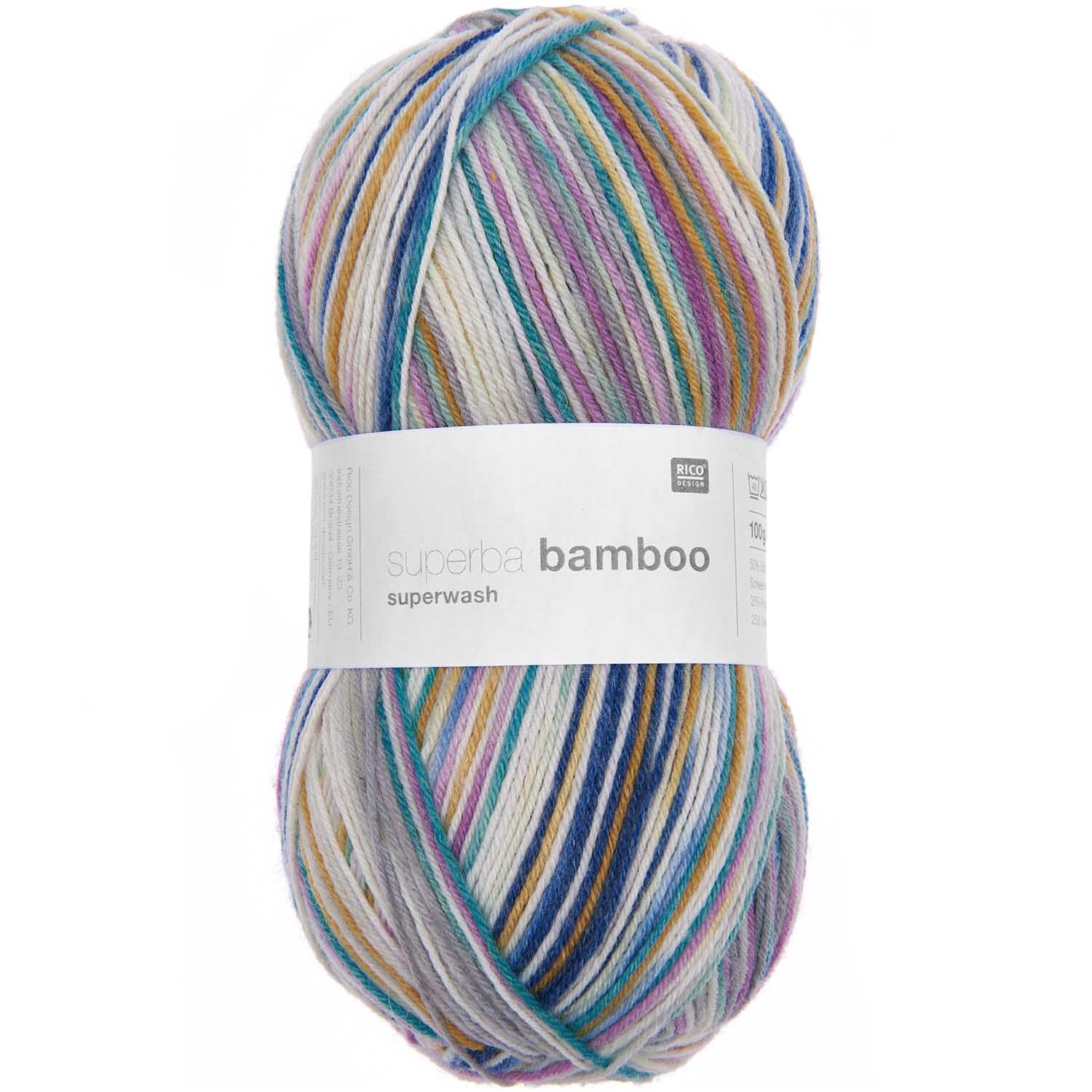 Superba Bamboo superwash: Weiches Garn in Flieder-Mint von Rico Design, ideal für Strickprojekte.