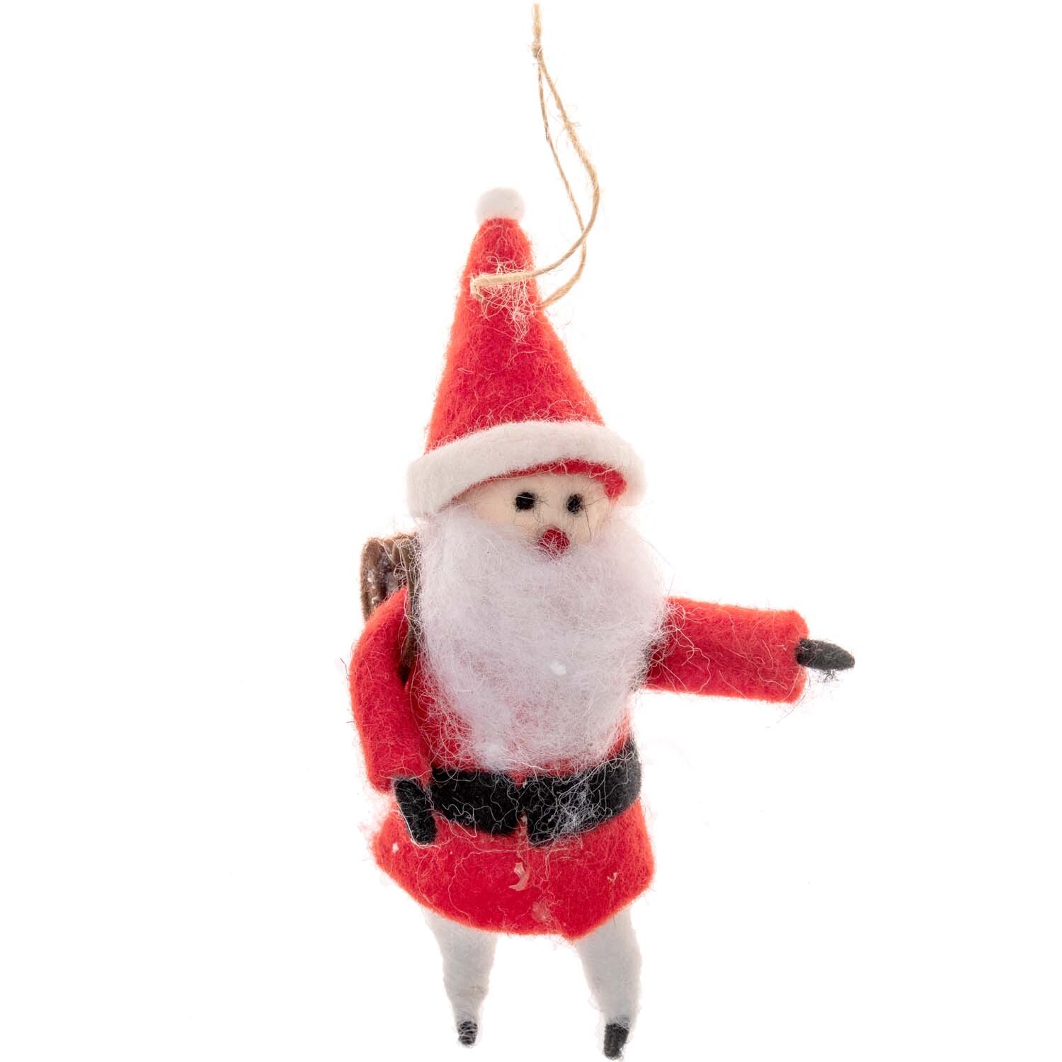 Filz-Weihnachtsmann zum Hängen, 16cm, mit rotem Anzug und weißem Bart, von idee. Creativmarkt.