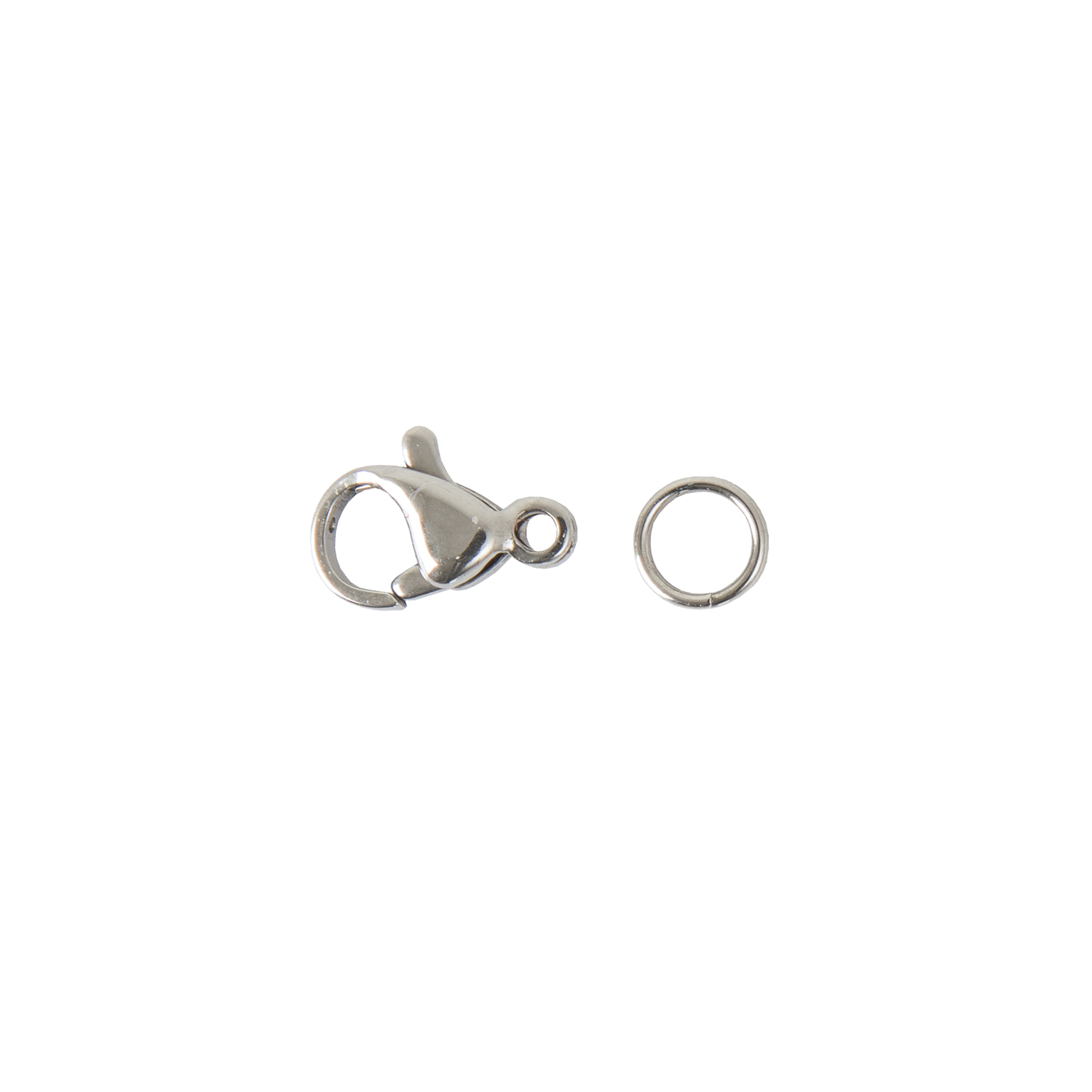 Karabiner mit 2 Federringen, ideal für Schmuckherstellung, in Silber von Rico Design, 12mm groß.