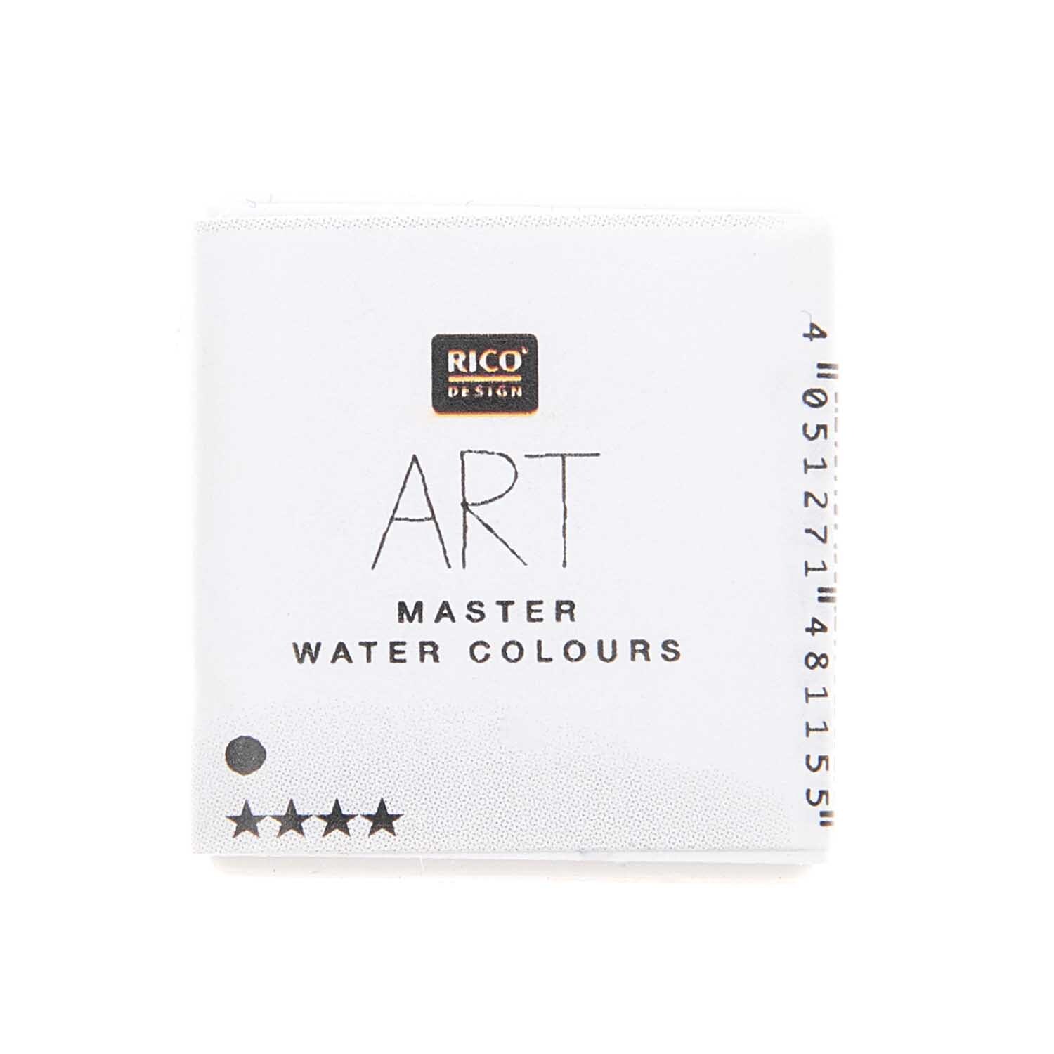 ART Master Aquarellfarbe halbes Näpfchen von Rico Design in Weiß, abgebildet in einer Verpackung mit Sternbewertung.