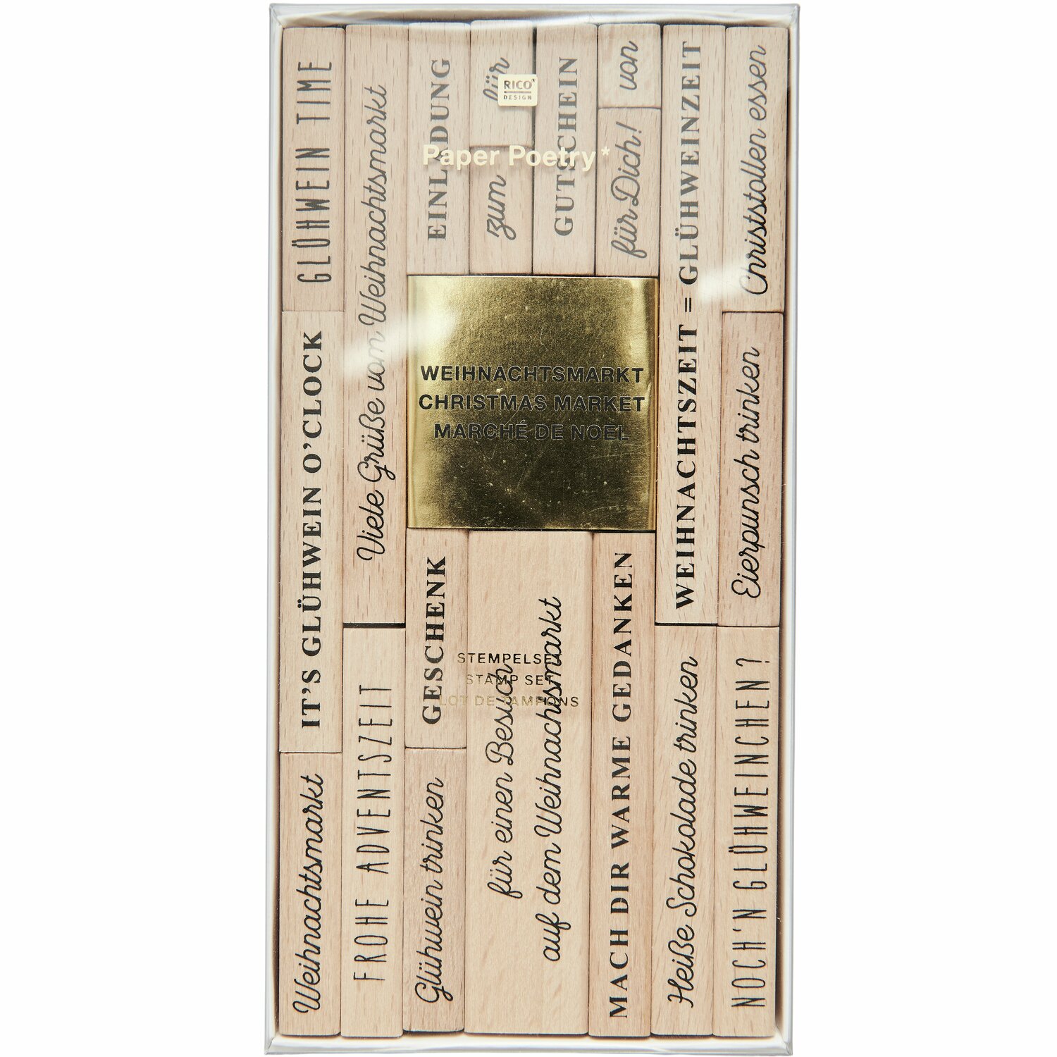 Paper Poetry Stempelset Weihnachtsmarkt Types 21-teilig von Rico Design