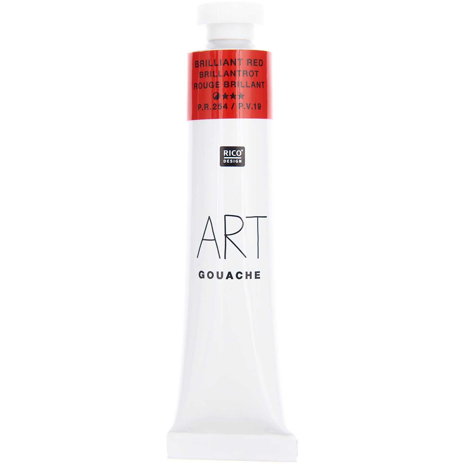 ART Gouache 22ml in leuchtendem Rot von Rico Design, ideal für kreative Malprojekte.