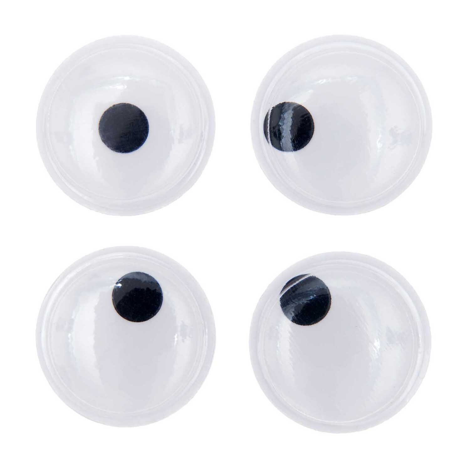 Wackelaugen Kleine Pupillen 35mm von Rico Design, 4 Stück, transparent mit schwarzen Pupillen, ideal für Bastelprojekte.