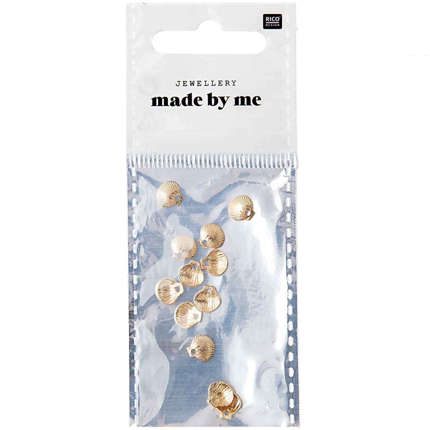 Muscheln mini mit Öse 12 Stück Farbe Gold von Rico Design
