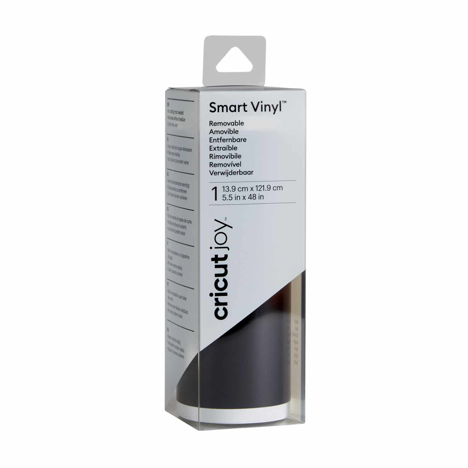 Joy Smart Vinyl Removable 13,9x121,9cm in schwarzer Verpackung von Cricut, ideal für kreative Projekte.