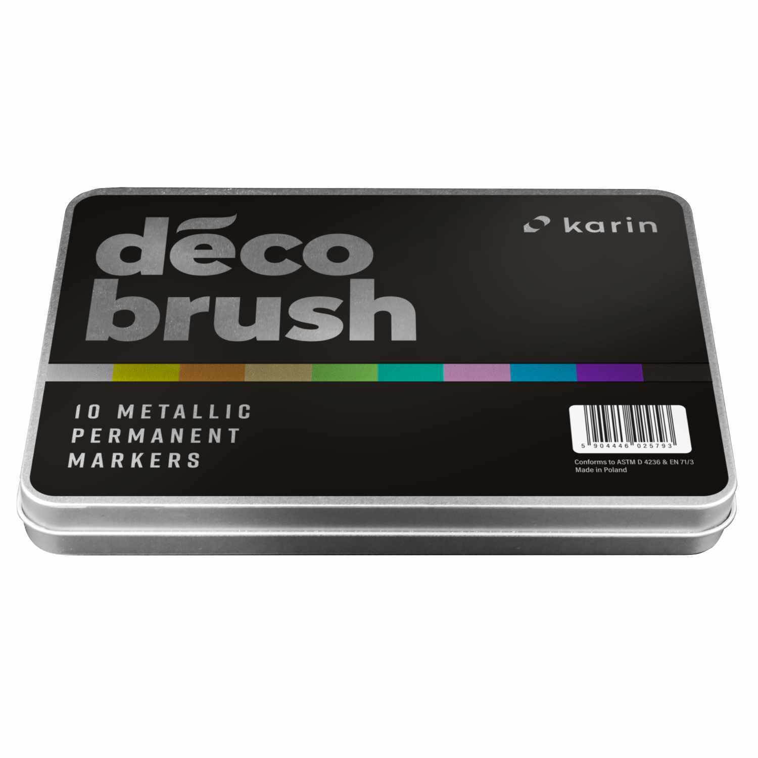 Deco Brush Metallic Marker Set 10 Farben Metall-Box von Karin K.T.Skalscy KARIN 