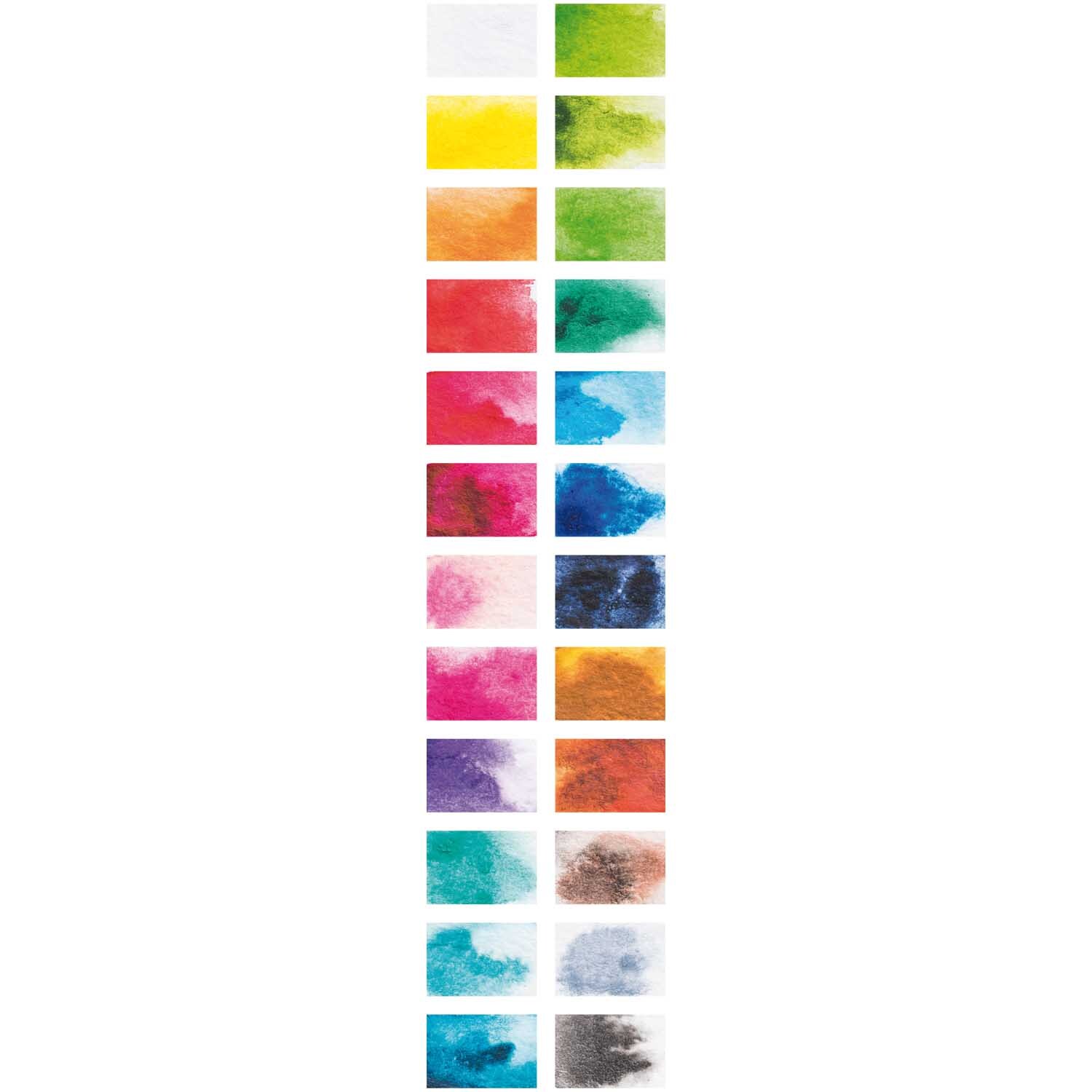 ART Künstler Aquarellfarben 24 Farben von Rico Design, zeigt eine Palette lebendiger Farbtöne.
