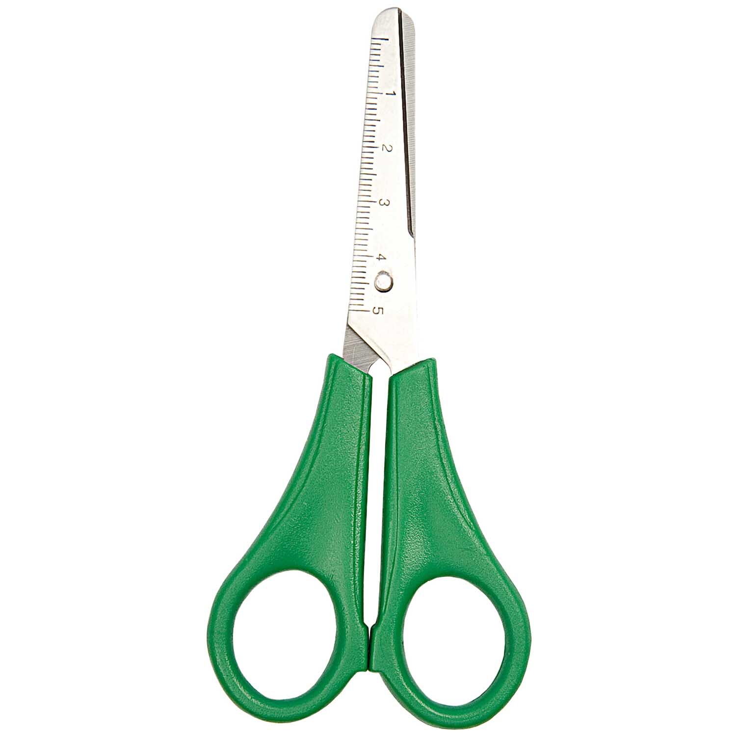 Kinderschere für Linkshänder rund 13,5cm von Rico Design in Grün, ideal für sicheres Schneiden.