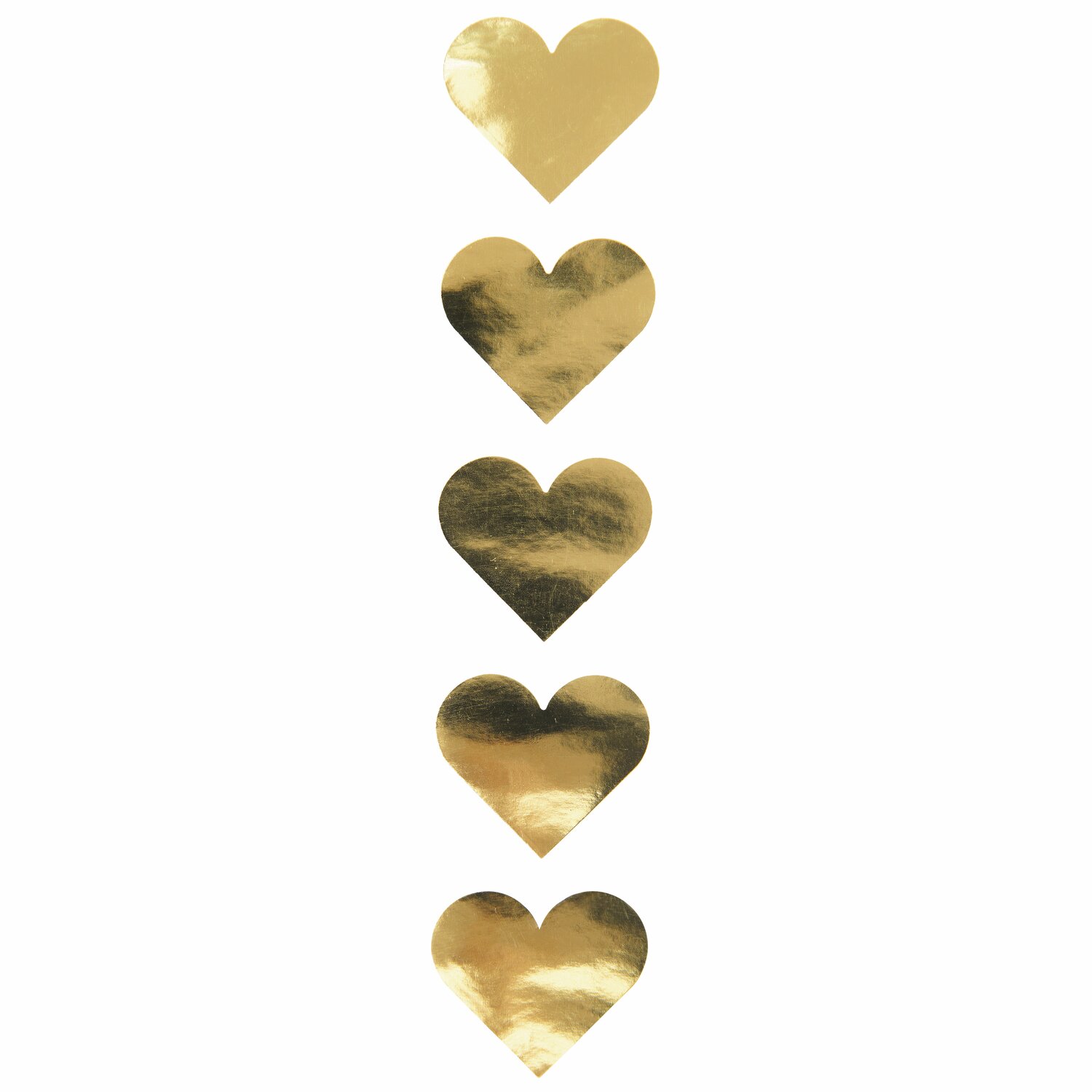 Paper Poetry Sticker Herzen 5cm 120 Stück auf der Rolle Hot Foil. Goldene Herzsticker von Rico Design auf weißem Hintergrund. Ideal für Dekorationen.