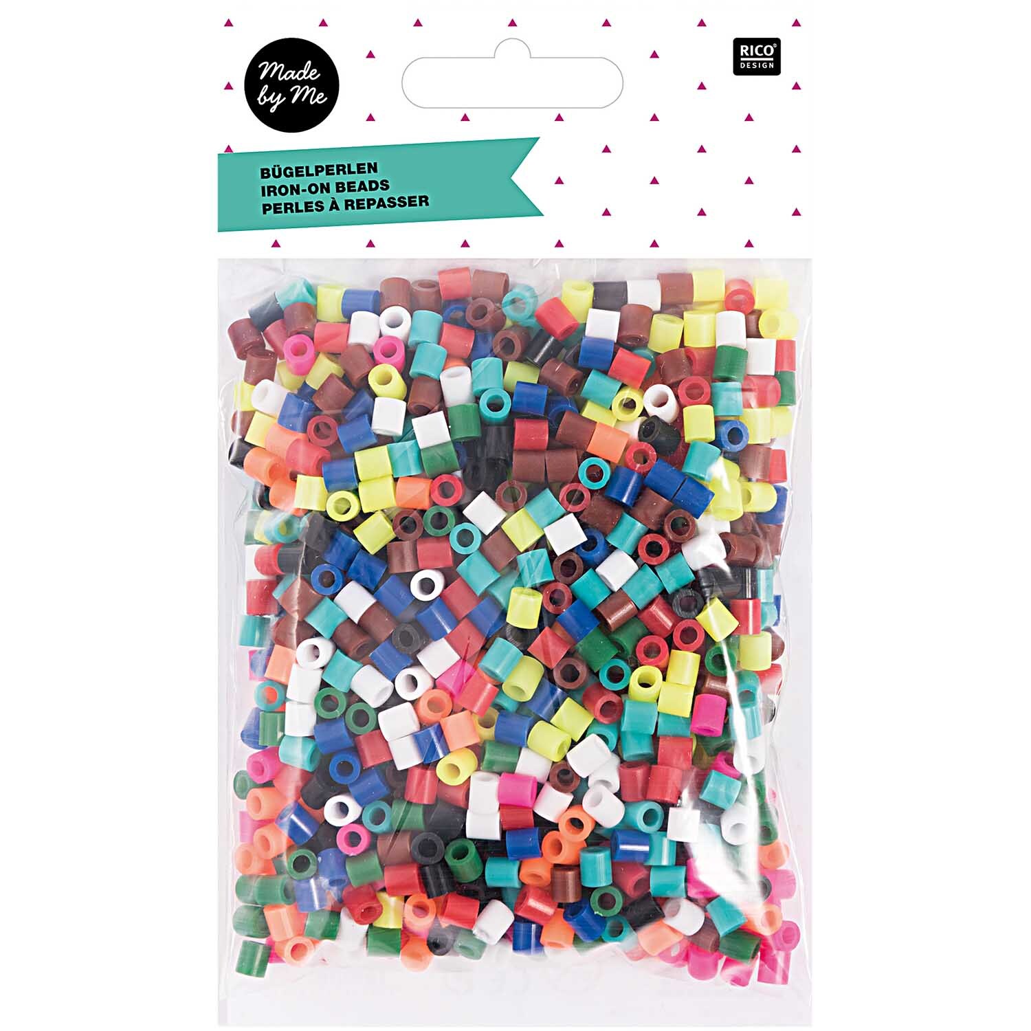Bügelperlen mehrfarbig 5mm ca. 1100 Stück von Rico Design in einer transparenten Verpackung. Ideal für kreative Bastelprojekte.