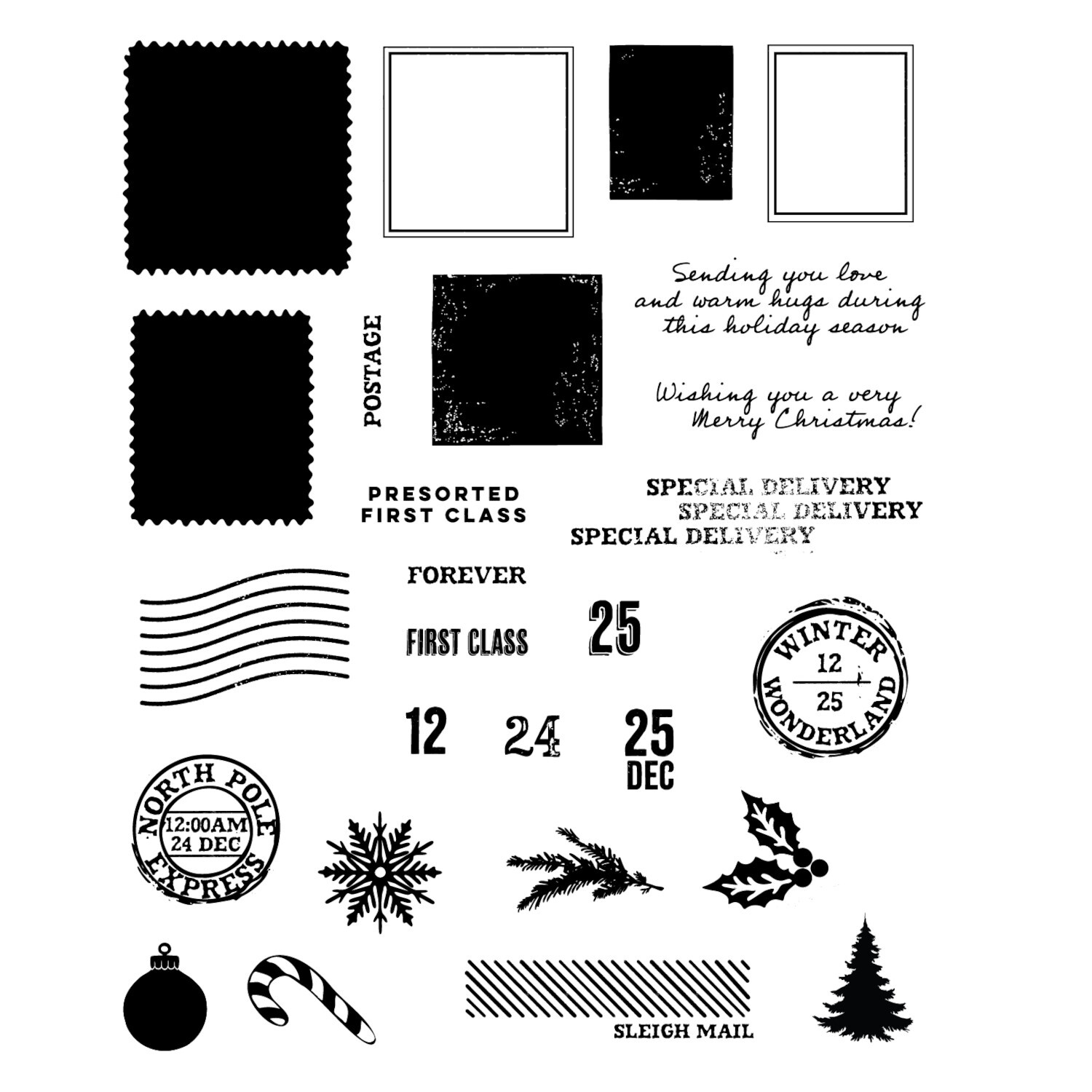 Clear Stamps / Framelits Special Dilevery Briefmarken 38-teilig von idee. Creativmarkt 