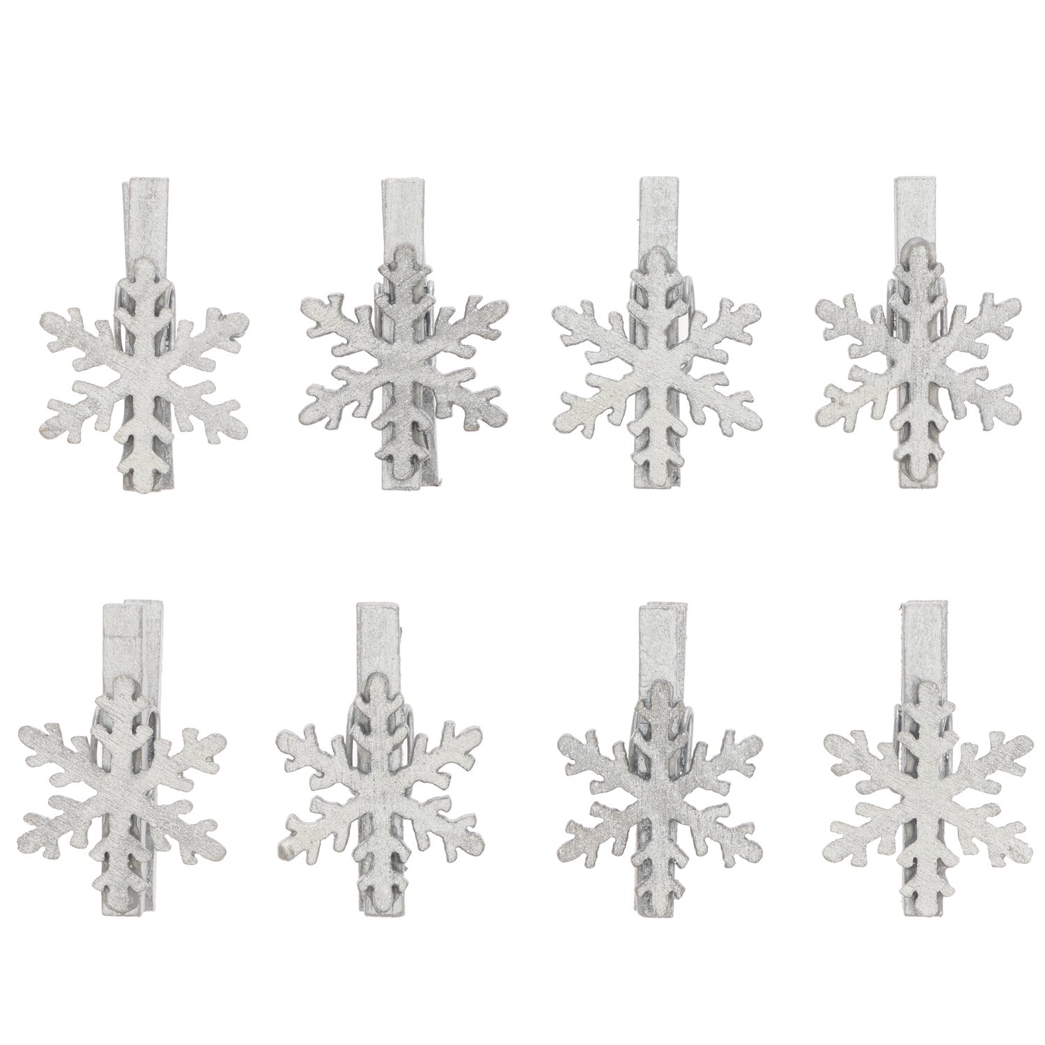 Dekoklammern Schneeflocke silber 3cm 8 Stück von Rico Design, ideal für festliche Dekorationen.