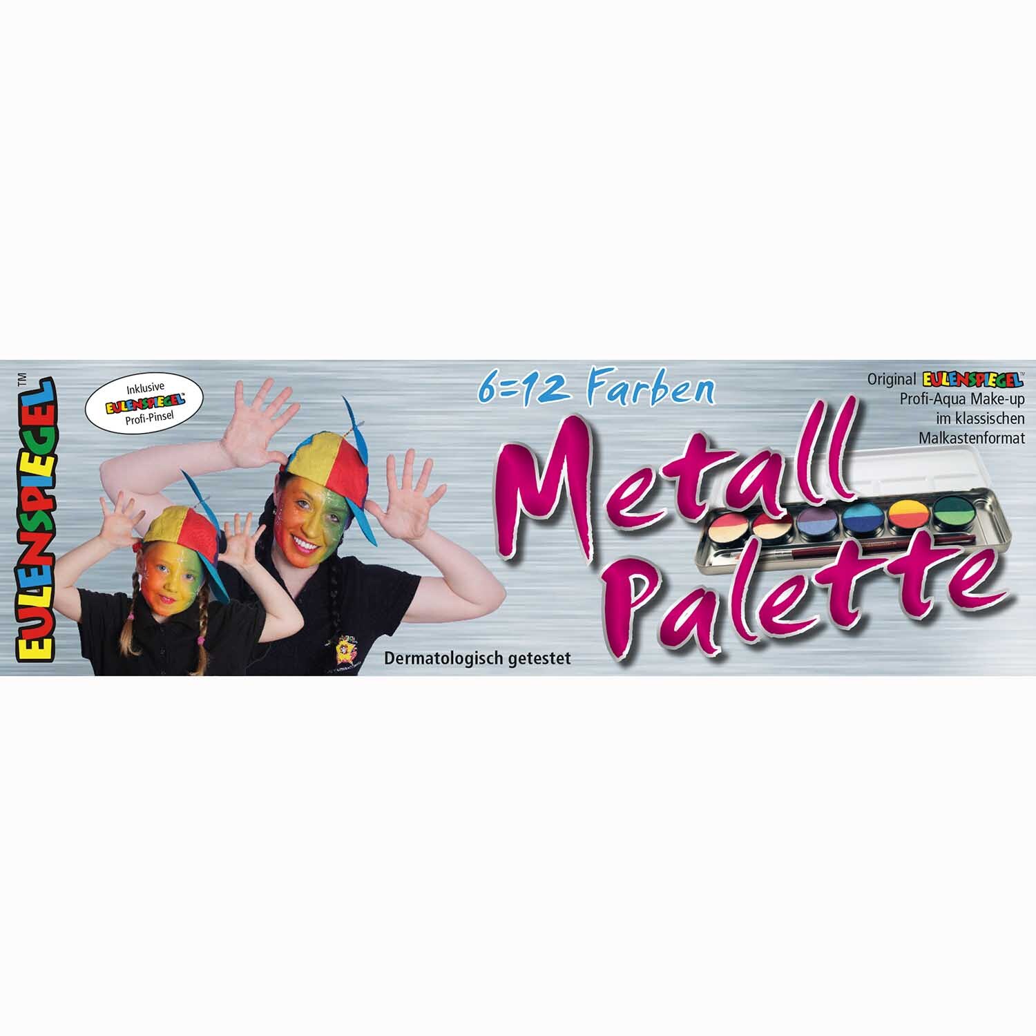 Schminkfarben Set mit 12 Farben und Pinsel von Eulenspiegel, ideal für kreative Gesichtsbemalung.