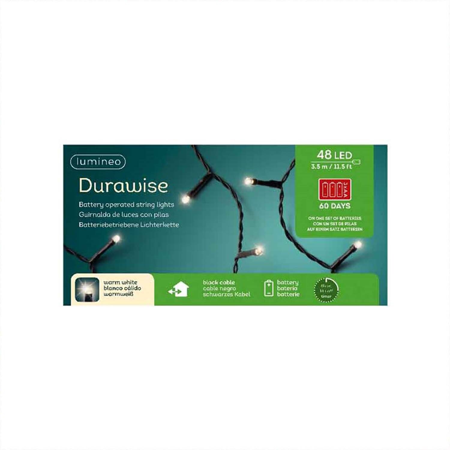 LED-Kette Durawise Basic außen schwarz-warmweiß 350cm von Kaemingk 