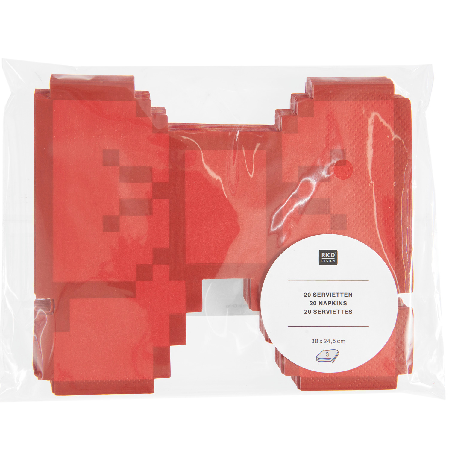 Servietten Schleife Pixel Rot 30x24,5cm 20 Stück von Rico Design