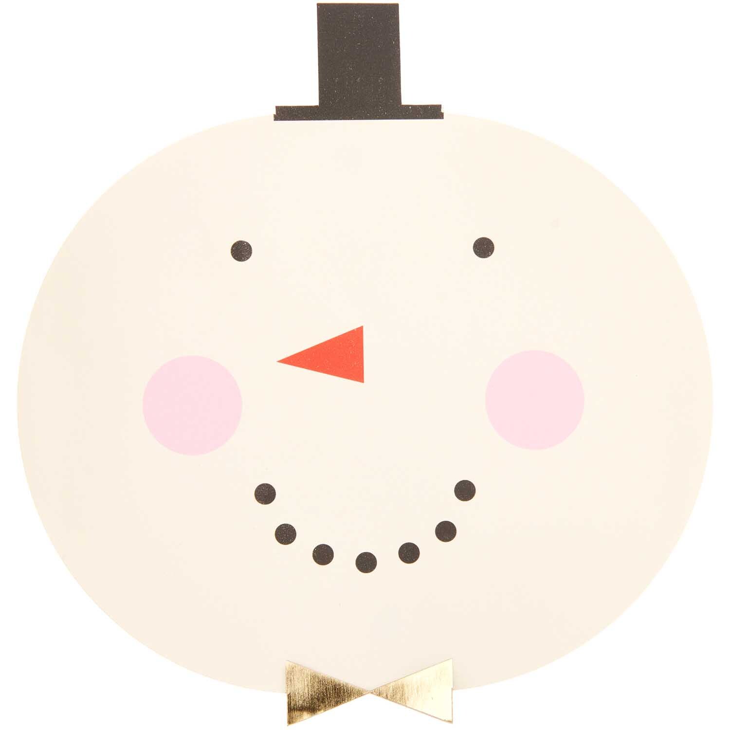 Paper Poetry Vasencover Schneemann zeigt ein lächelndes Schneemann-Gesicht mit schwarzem Hut und rosa Wangen. Ideal für winterliche Dekorationen.
