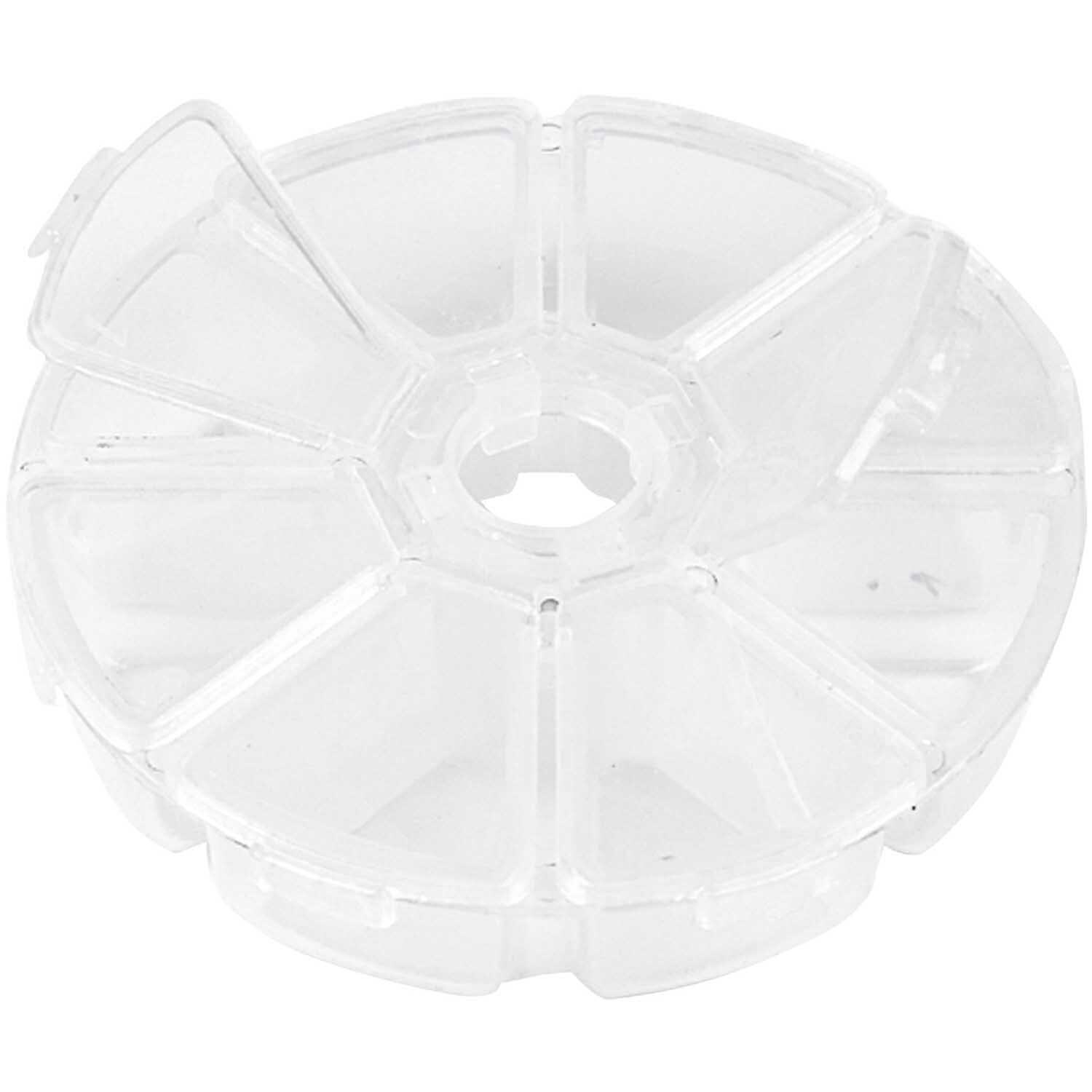 Perlensortierbox rund 8 Fächer von Rico Design, transparent, mit acht gleichmäßigen Fächern zur Aufbewahrung von Perlen und Kleinteilen.