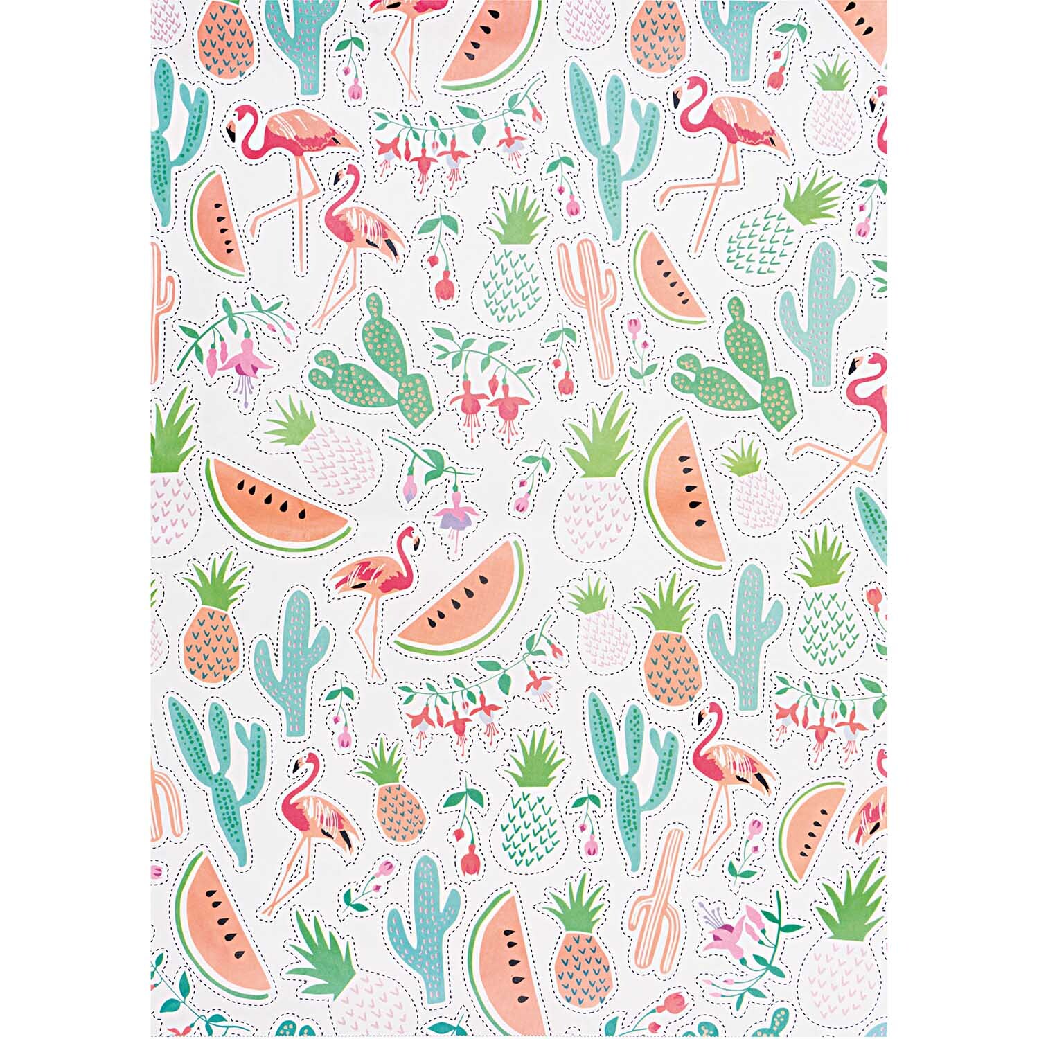 Paper Patch Papier Tropical Spring 30x42cm mit Flamingos, Kakteen, Ananas und Wassermelonen. Lebendige, tropische Muster von Rico Design.