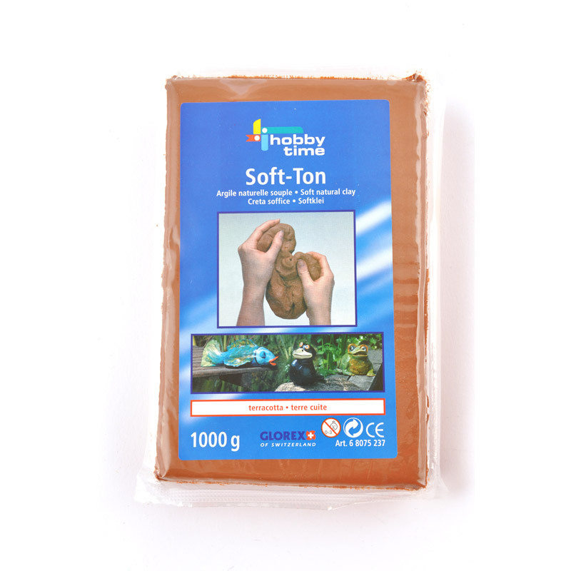 Soft-Ton in Terracotta von Glorex, 1000g Packung, ideal für kreative Modellierprojekte.