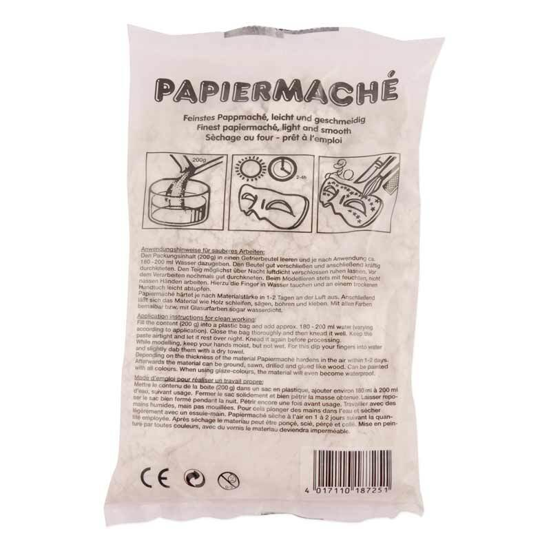 Papiermaché elfenbein 200g von Glorex, leicht und geschmeidig, ideal für kreative Bastelprojekte.