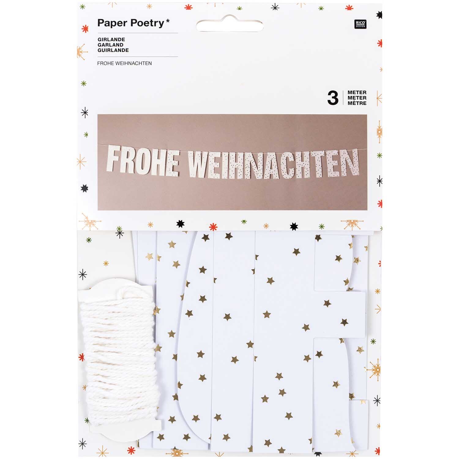 Paper Poetry Girlande Frohe Weihnachten mit Punkten 3m von Rico Design
