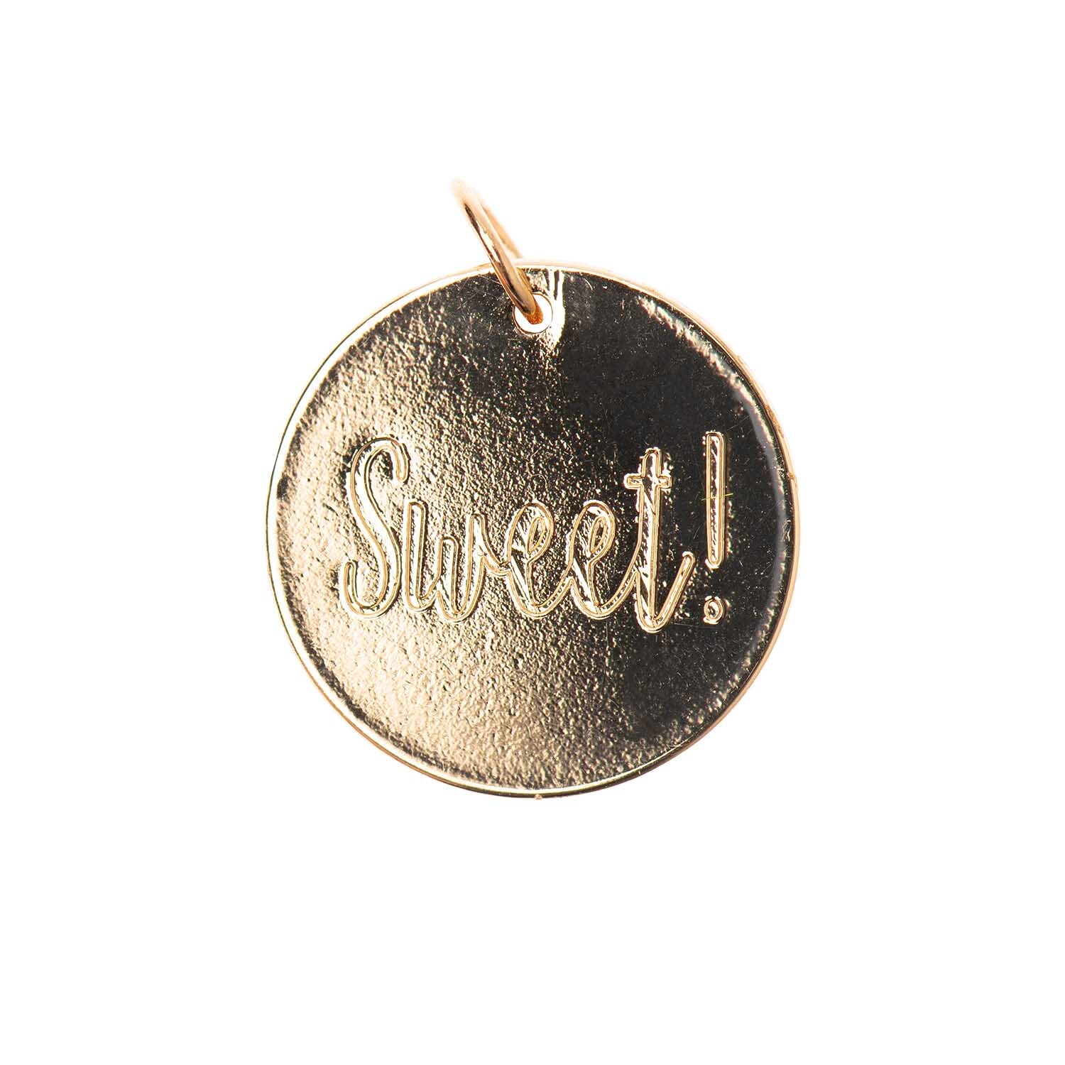 Mix it Up - Schmuckanhänger in Gold mit eingraviertem "Sweet!" von Rico Design, rund und elegant.
