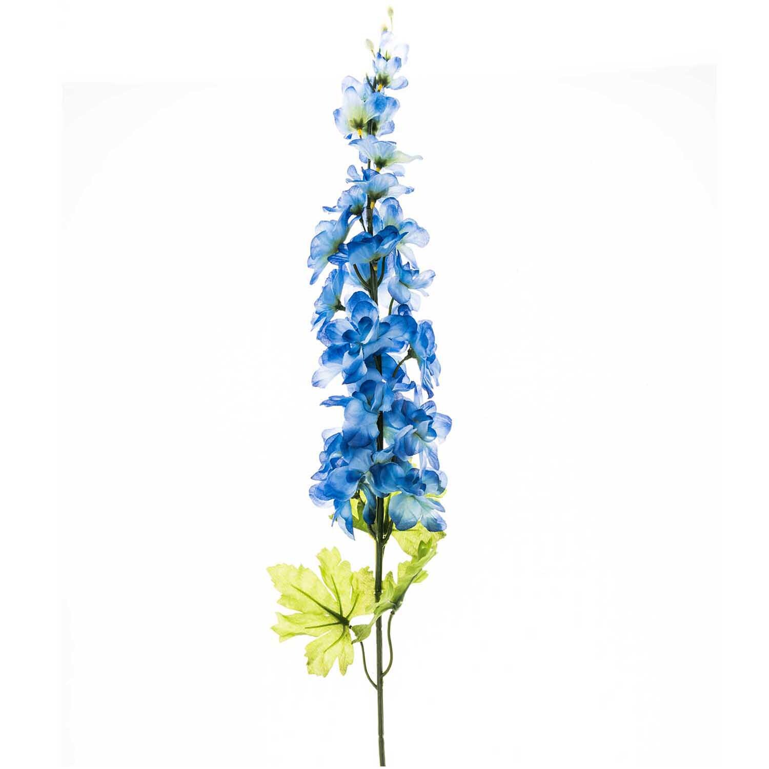 Rittersporn blau 75cm: Eine lange, elegante blaue Blume mit grünen Blättern von idee. Creativmarkt.