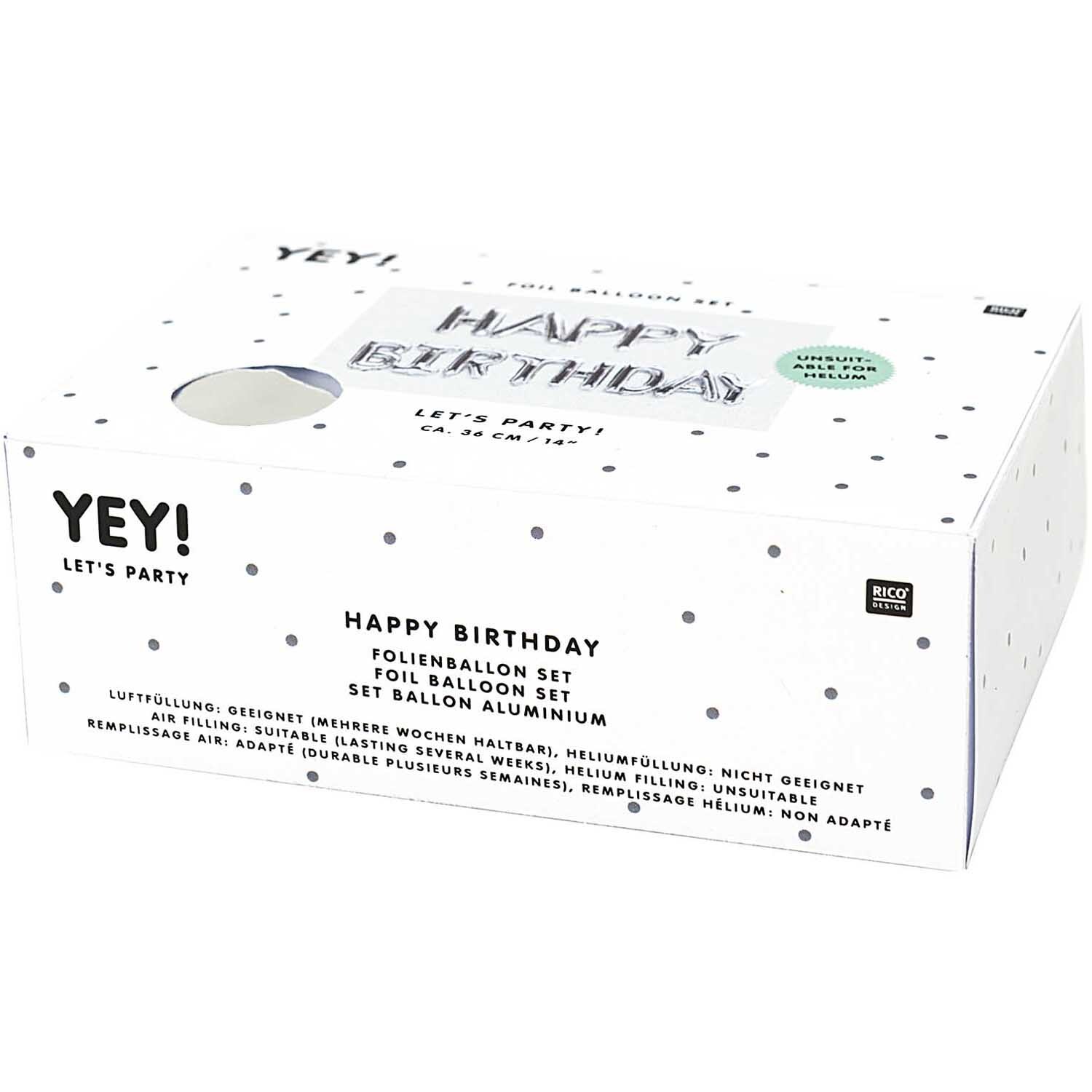 Folienballon-Set Happy Birthday silber 13-teilig von Rico Design