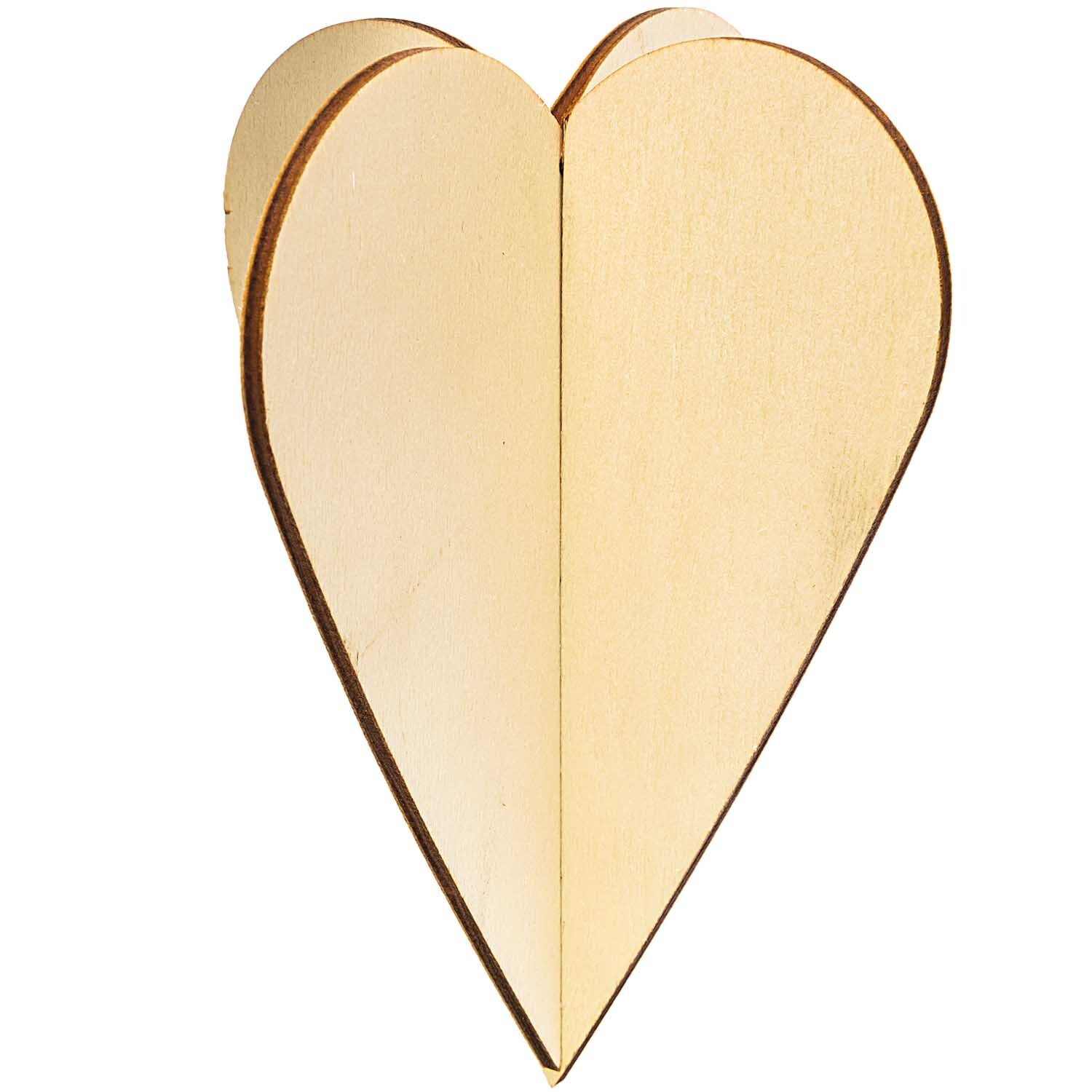 Steckherzen lang 2 Stück aus Holz in Herzform, ideal für Dekorationen, von Rico Design.