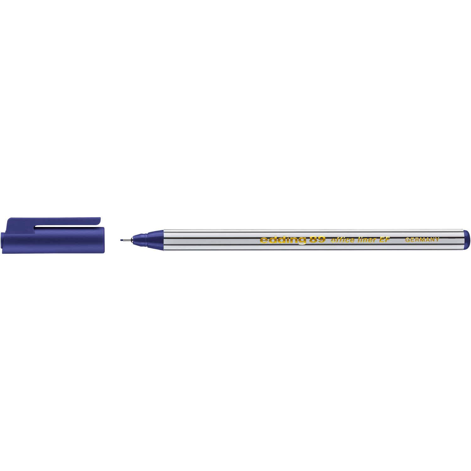 89 office liner EF 0,3mm von edding in Blau, abgebildet mit abgenommenem Deckel, ideal für präzises Schreiben.