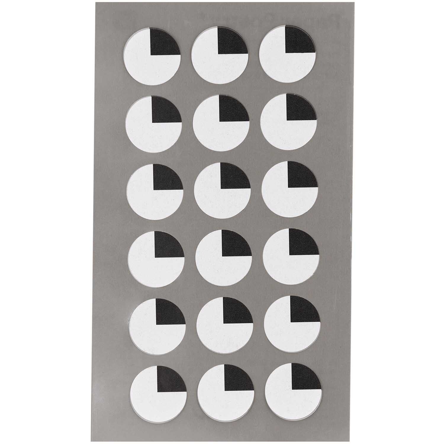 Paper Poetry Sticker Augen oben 4 Blatt: Runde, schwarz-weiße Sticker von Rico Design auf grauem Hintergrund.
