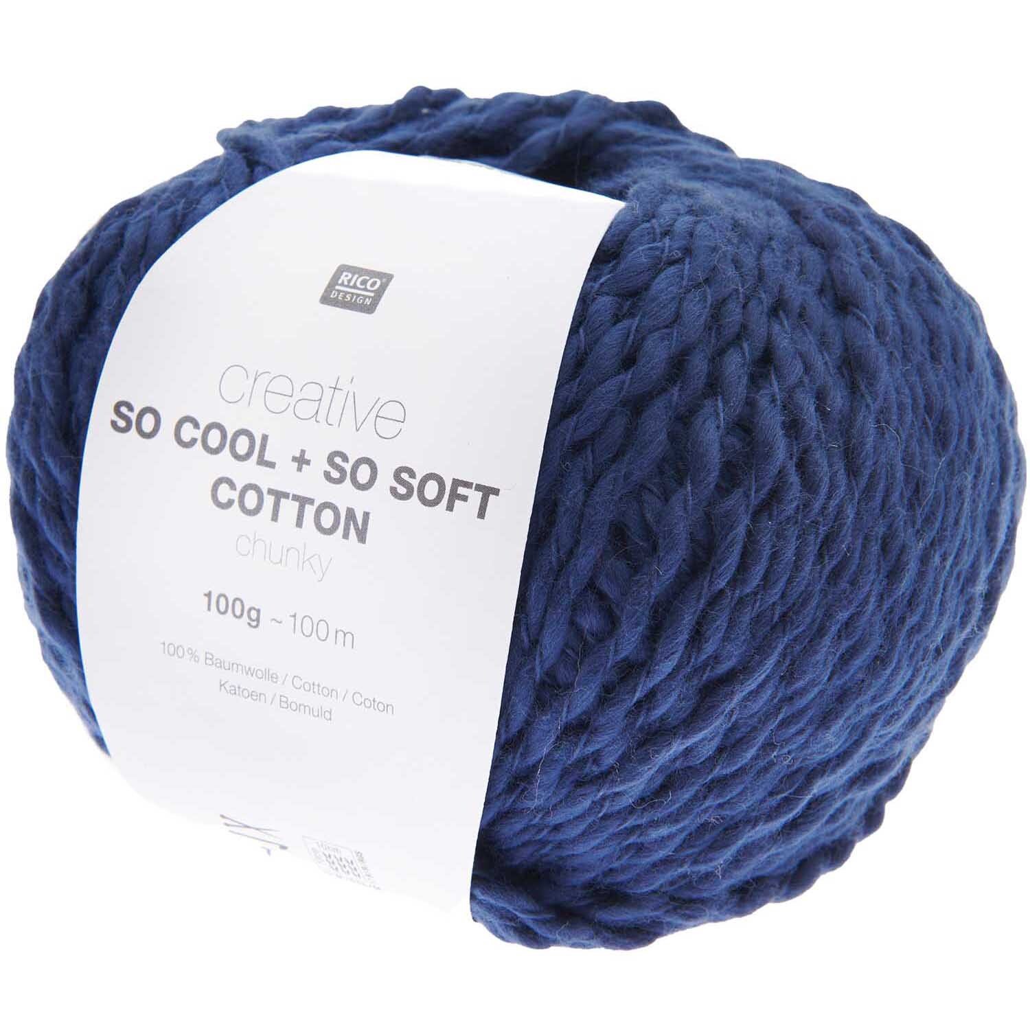 Creative So Cool + So Soft Cotton chunky Strickset Jacke Modell 21, marineblaues Garn von Rico Design.