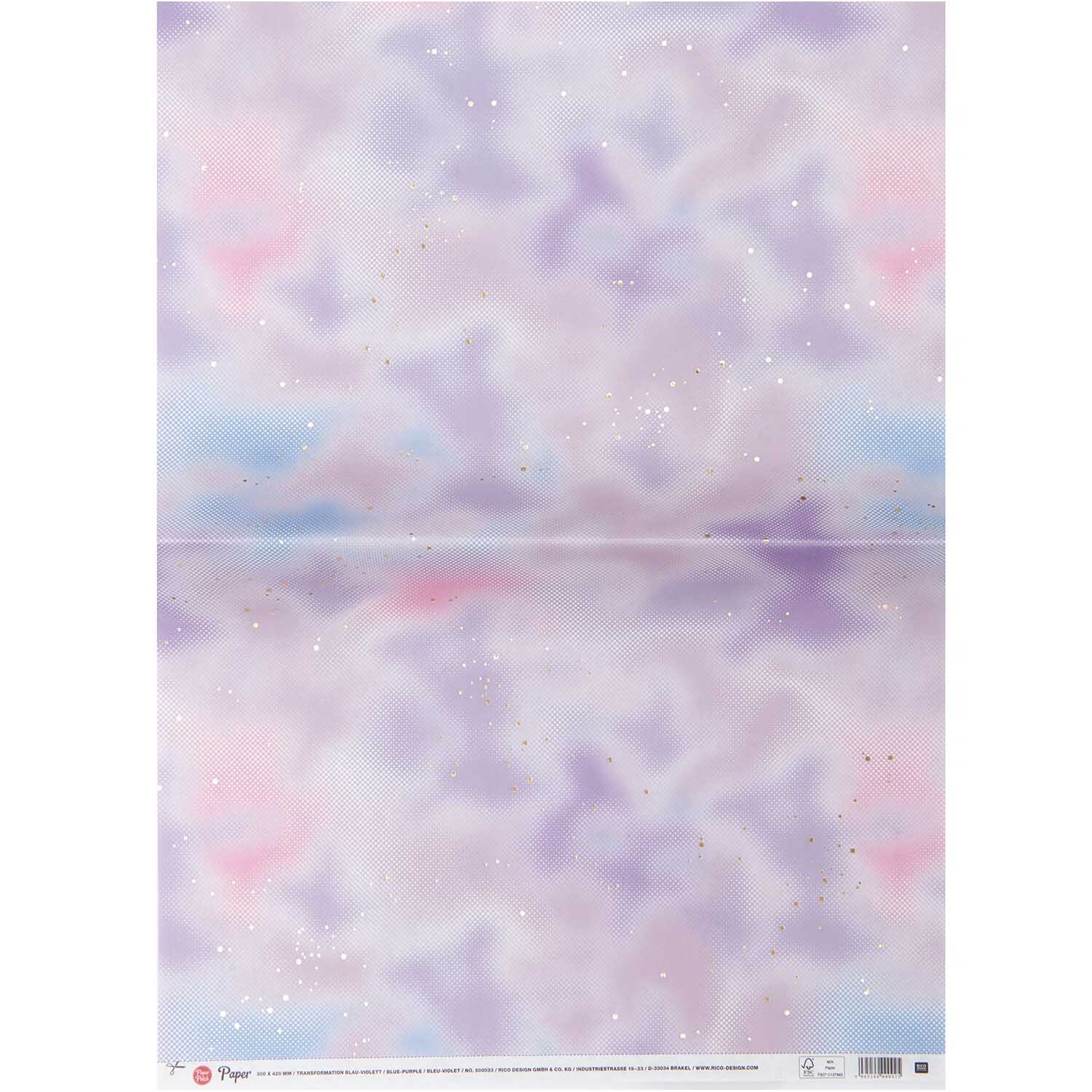 Paper Poetry Paper Patch Papier in blau-violett mit zartem Farbverlauf und dezenten Mustern. Ideal für kreative Bastelprojekte.