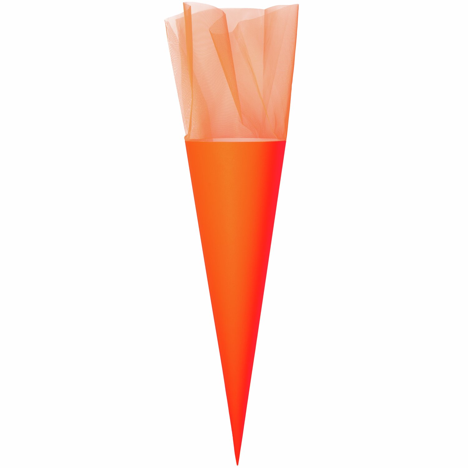 Schultüte Rohling mit Tüllverschluss Neon, 70cm, in leuchtendem Rot von Rico Design, ideal für den Schulanfang.