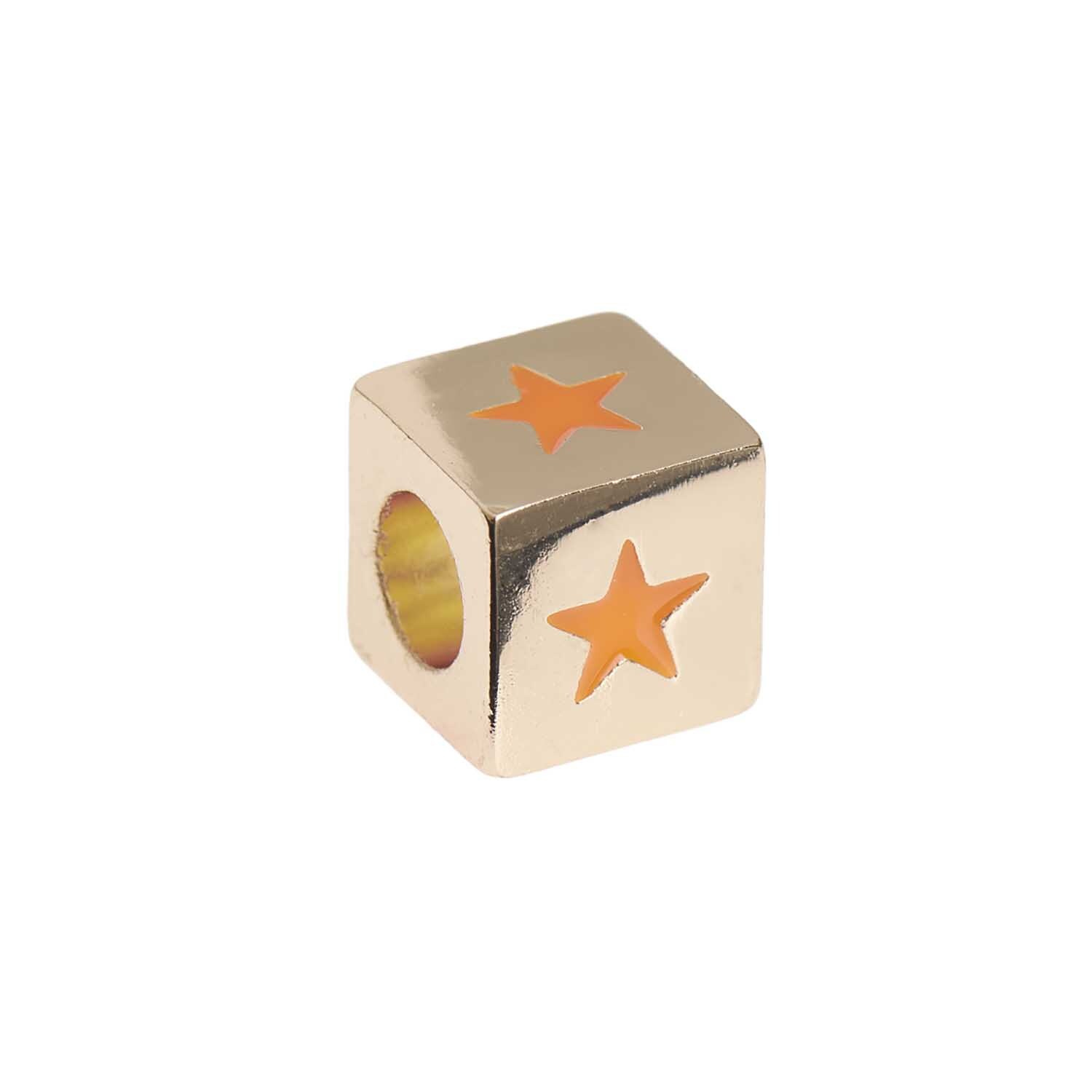 Itoshii - Ponii Beads Würfel mit Sternmotiv in Gold von Rico Design, ideal für Schmuckdesign.