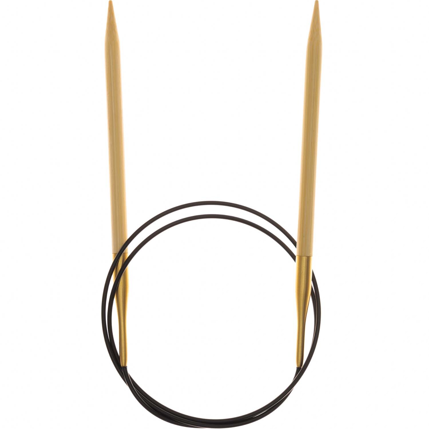 Rundstricknadel 80cm Bambus von Rico Design, zeigt zwei Bambusnadeln mit schwarzem Kabel. Ideal für Strickprojekte.