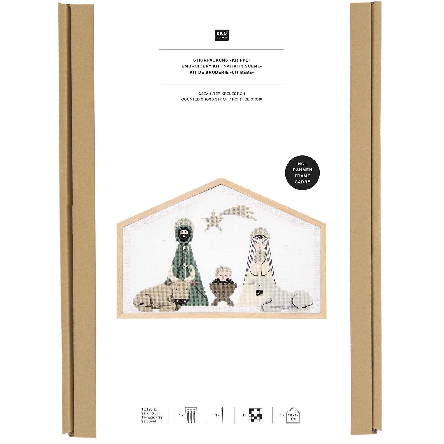 Stickpackung Krippe groß 28x19cm von Rico Design