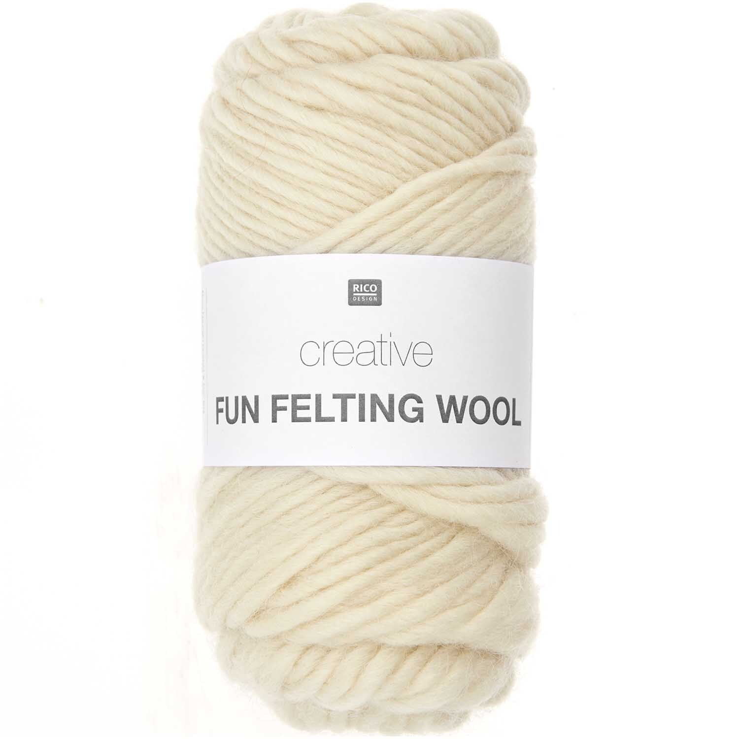 Creative Fun Felting Wool in Creme von Rico Design, 50g 50m, ideal für kreative Filzprojekte.