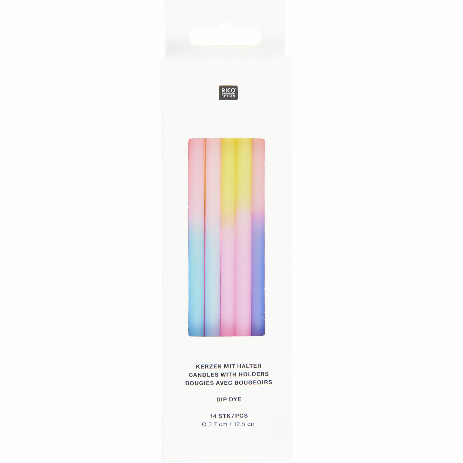 Kerzen Dip Dye Blau/Pink/Gelb Ø0,7x12,5cm von Rico Design
